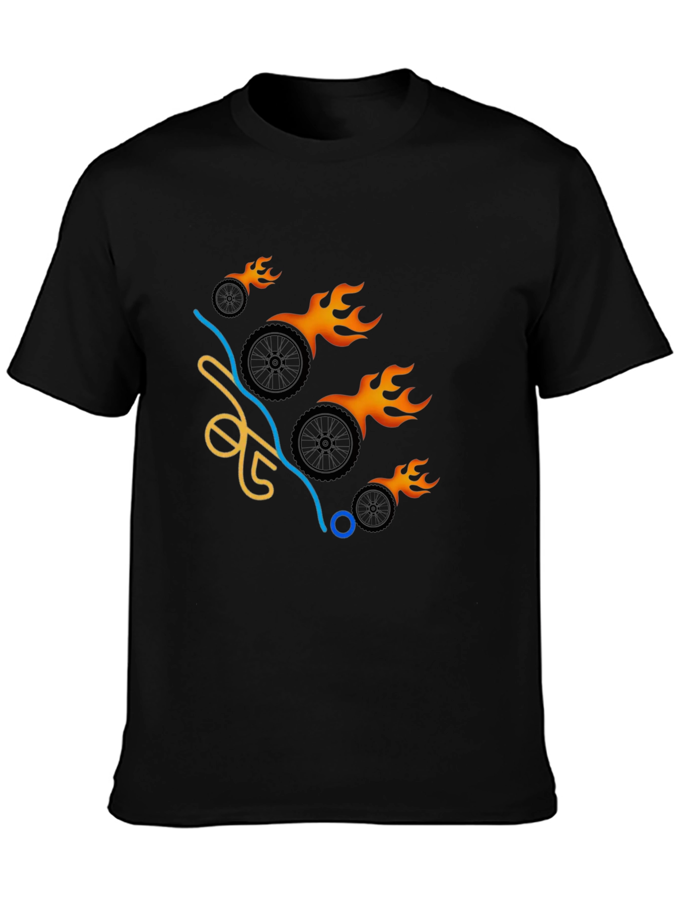 Flaming Wheels Graphic Tee - Cool & Casual