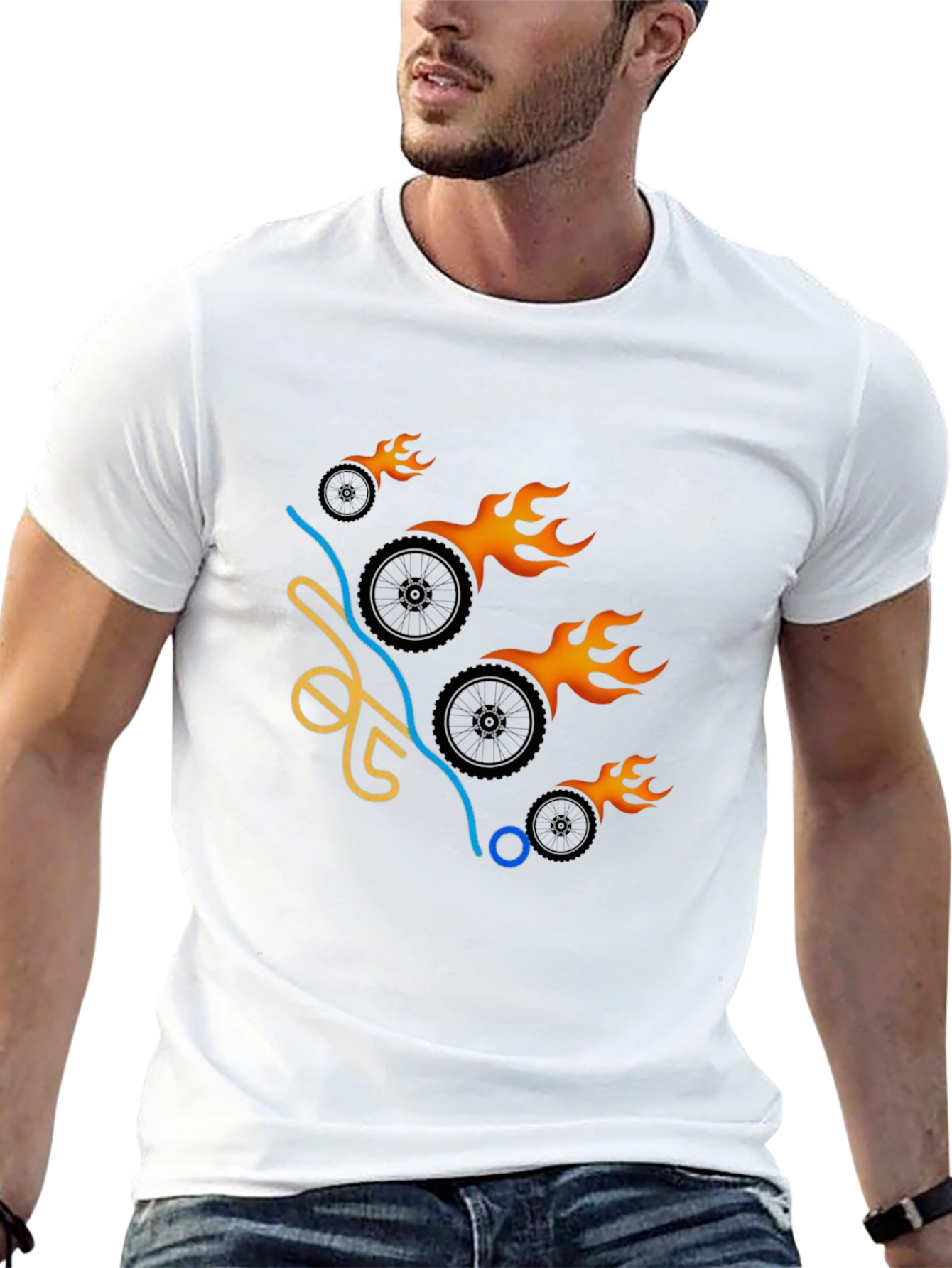 Flaming Wheels Graphic Tee - Cool & Casual
