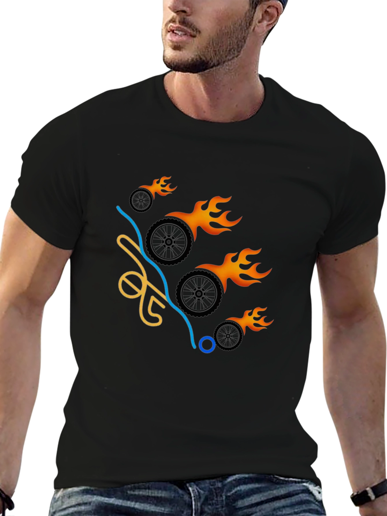 Flaming Wheels Graphic Tee - Cool & Casual