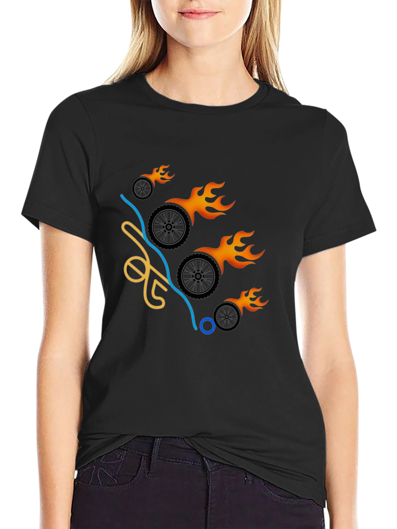 Flaming Wheels Graphic Tee - Cool & Casual
