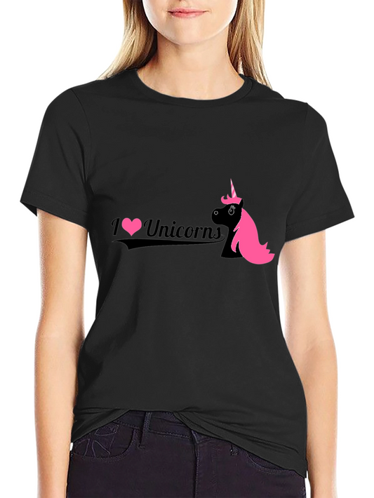 I Love Unicorns Black Graphic Tee