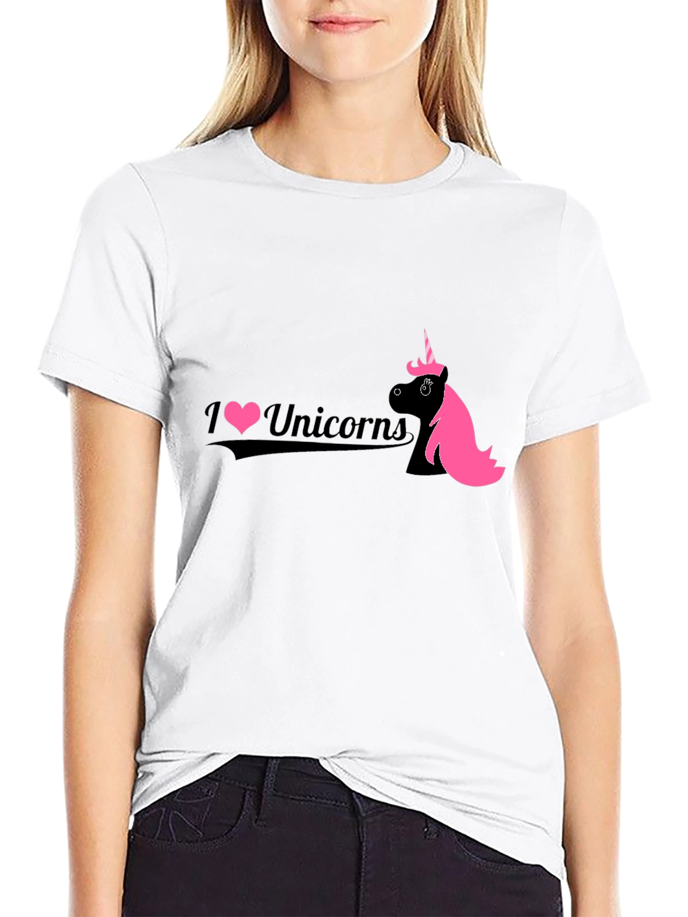I Love Unicorns Black Graphic Tee