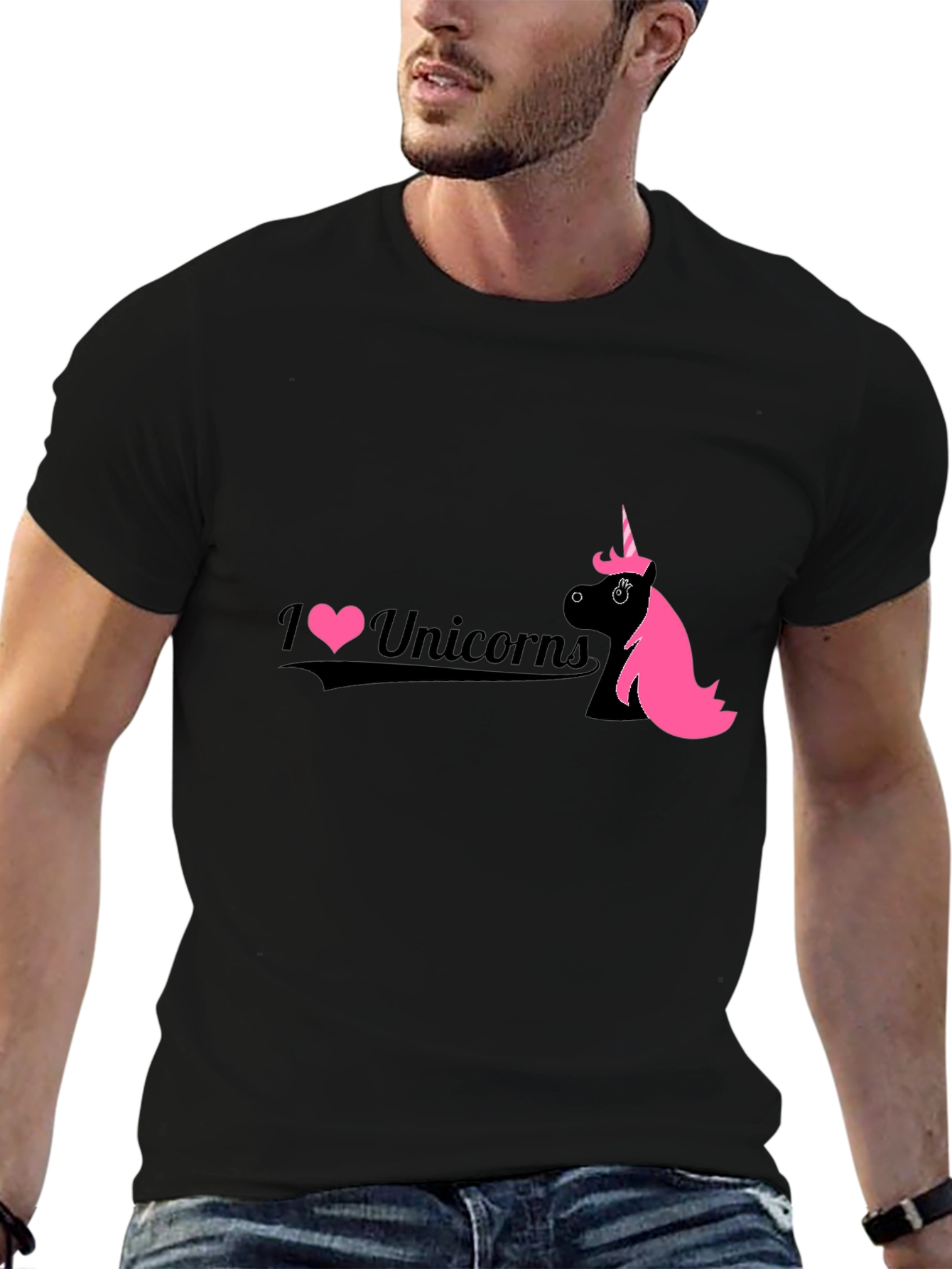 I Love Unicorns Black Graphic Tee