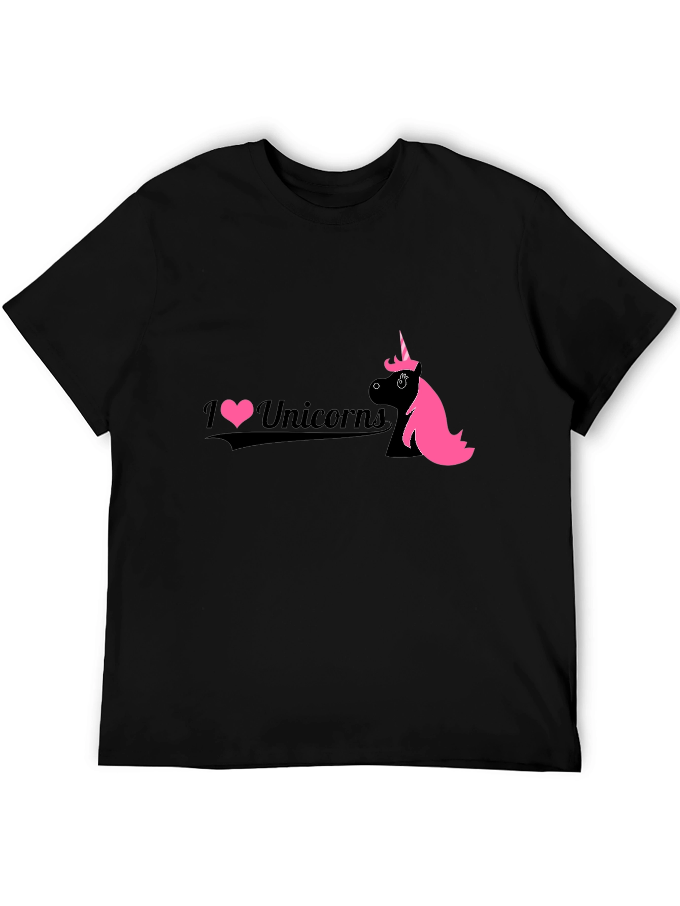 I Love Unicorns Black Graphic Tee