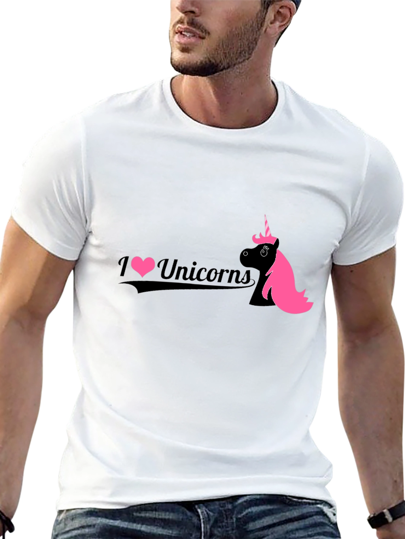 I Love Unicorns Black Graphic Tee