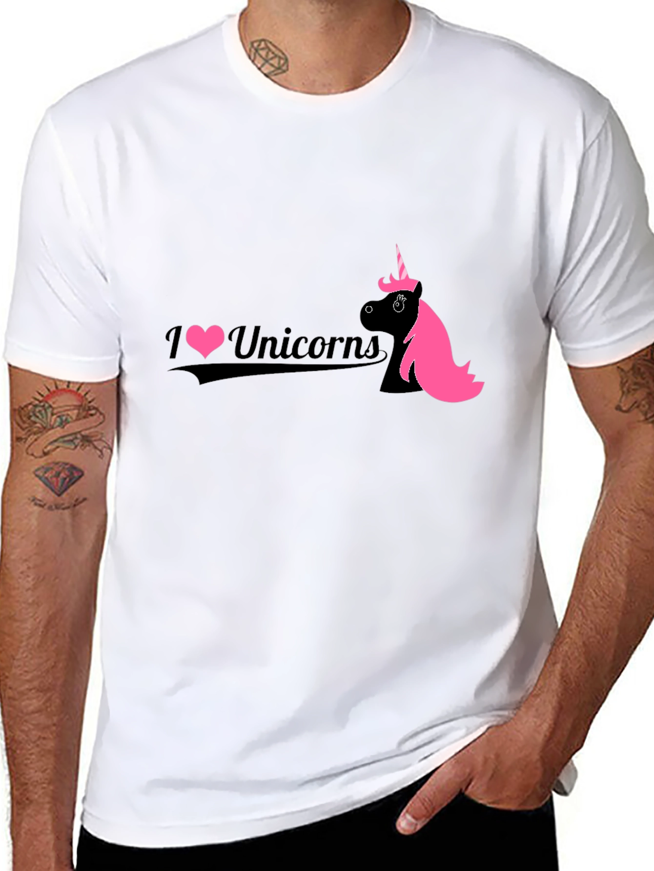 I Love Unicorns Black Graphic Tee