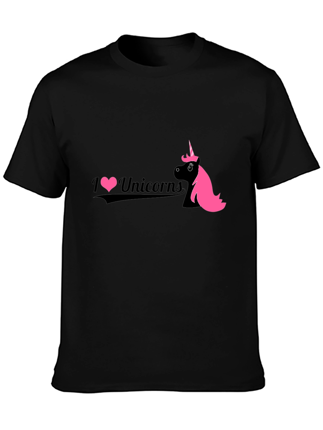 I Love Unicorns Black Graphic Tee