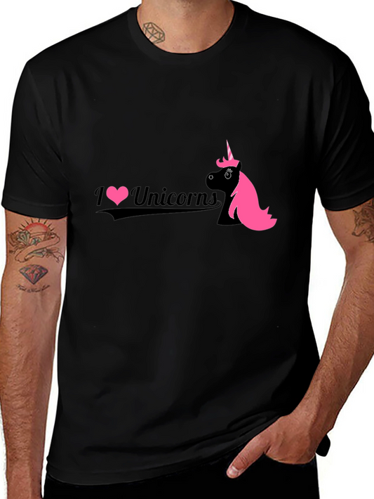 I Love Unicorns Black Graphic Tee
