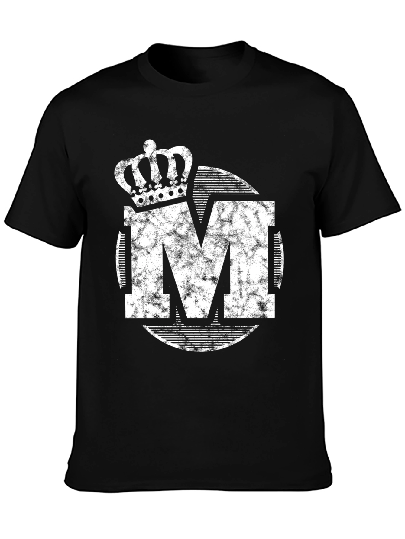Crown Initial M Graphic Print Black T-Shirt