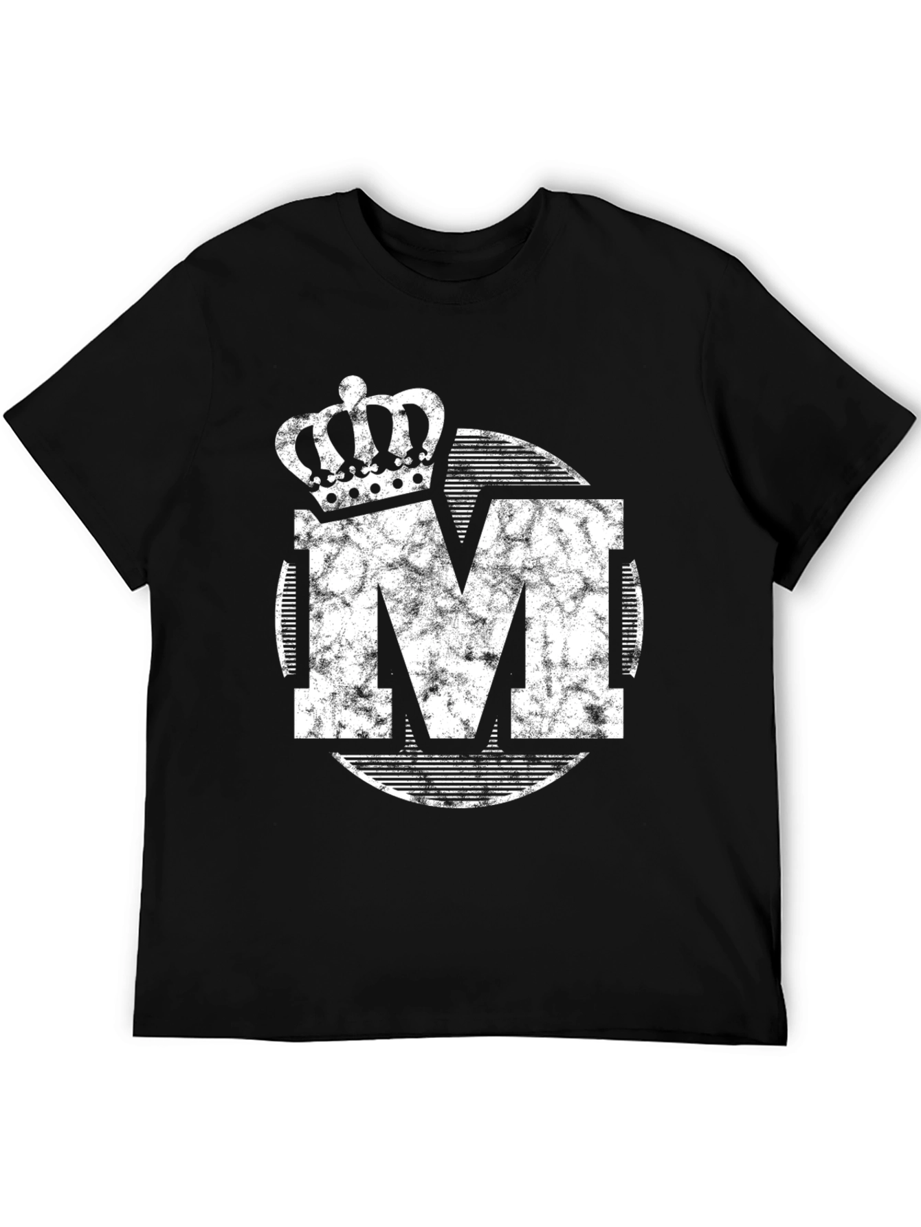 Crown Initial M Graphic Print Black T-Shirt