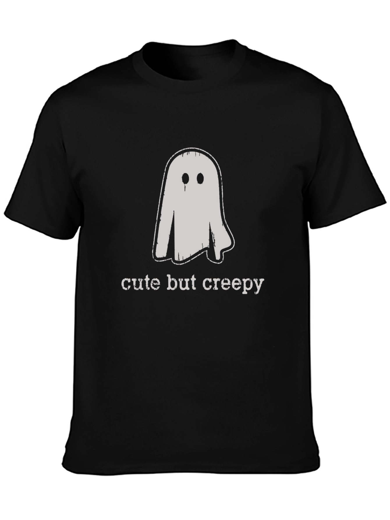 Cute But Creepy Ghost Graphic Tee - Black