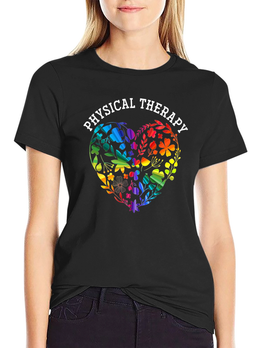 Physical Therapy Heart Floral T-Shirt