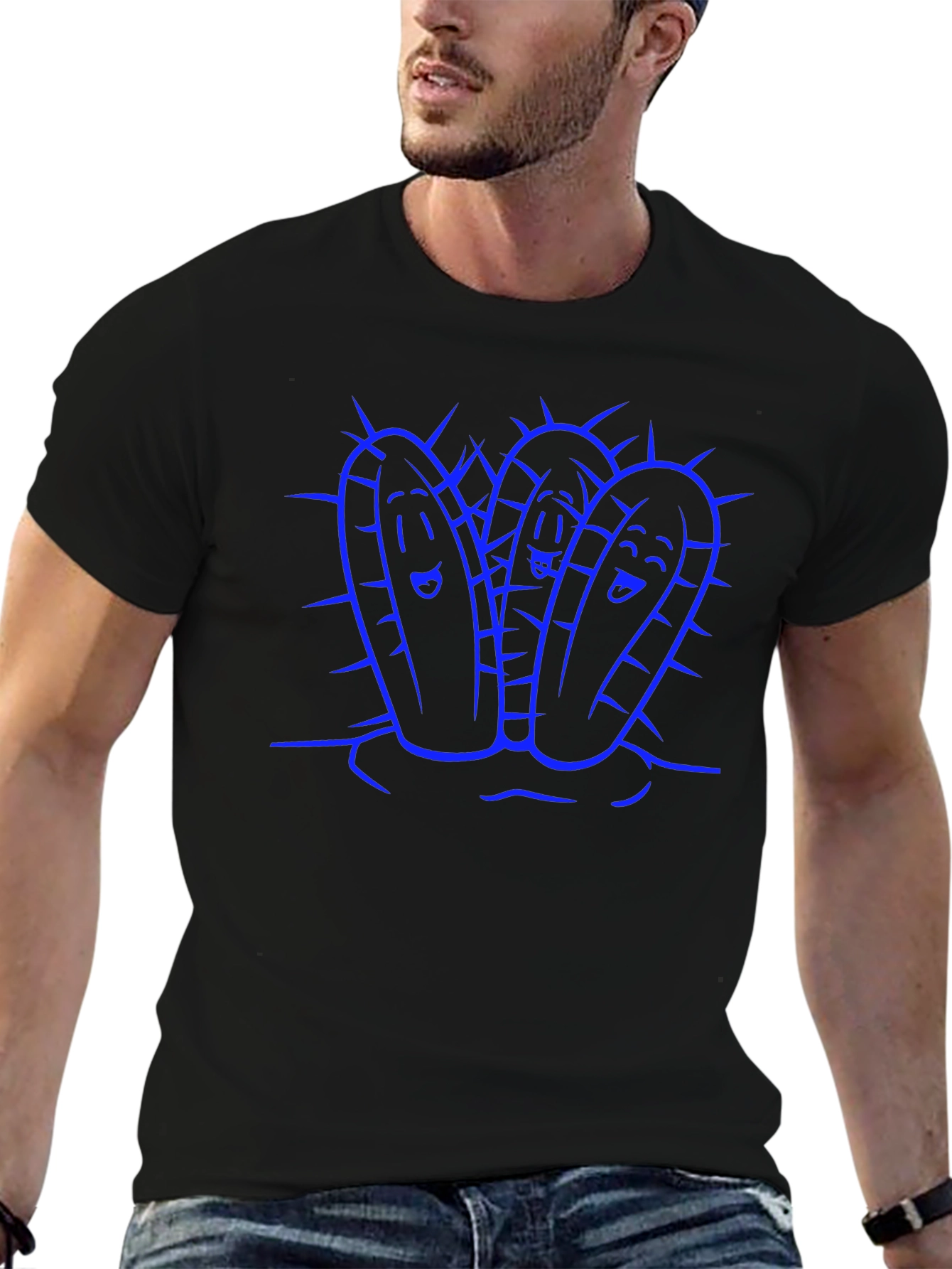 Fun Cactus Graphic Tee - Black