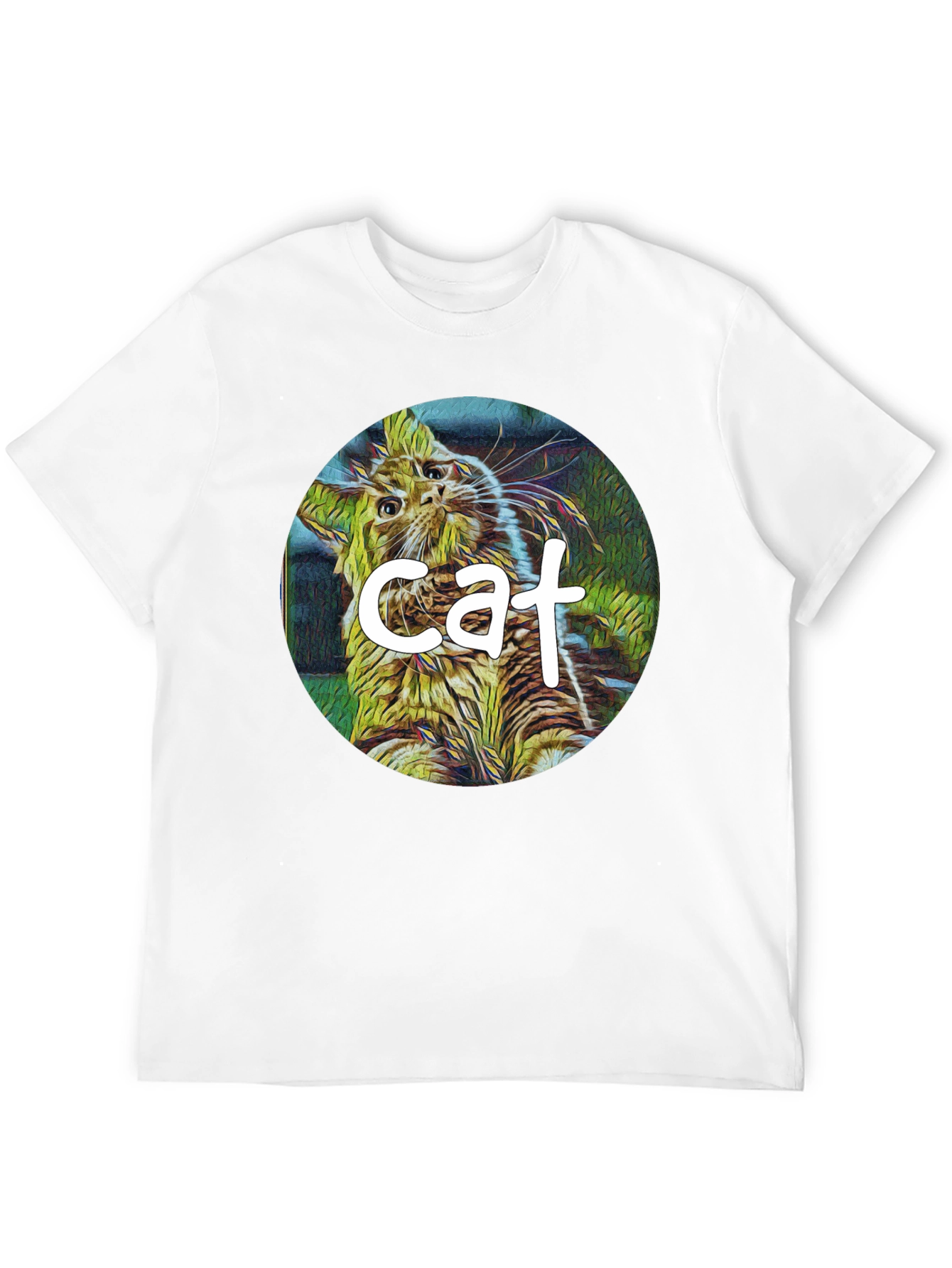 Cat Graphic Black T-Shirt - Artistic Design
