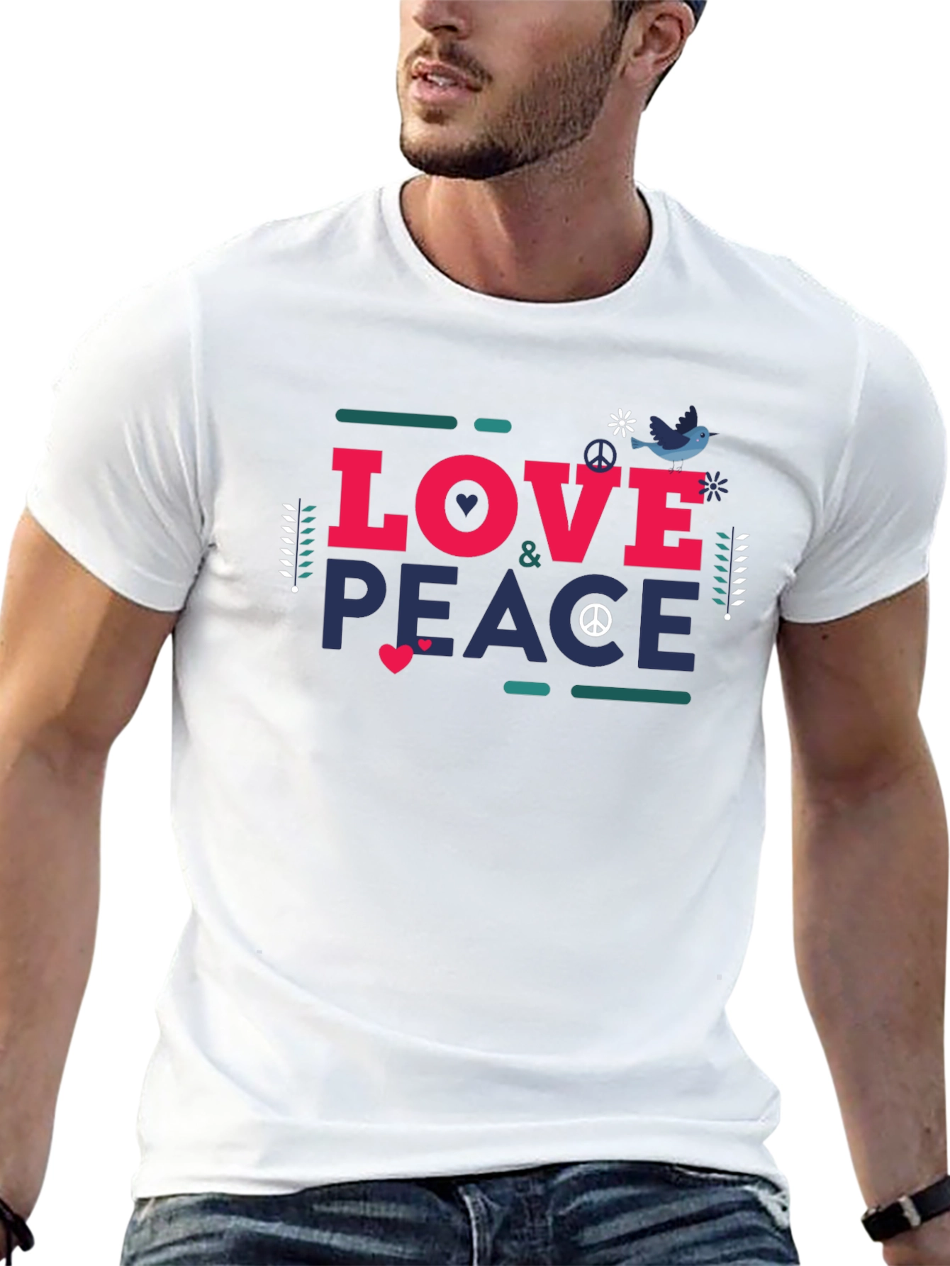 Love & Peace Graphic Tee - Unisex Black T-Shirt