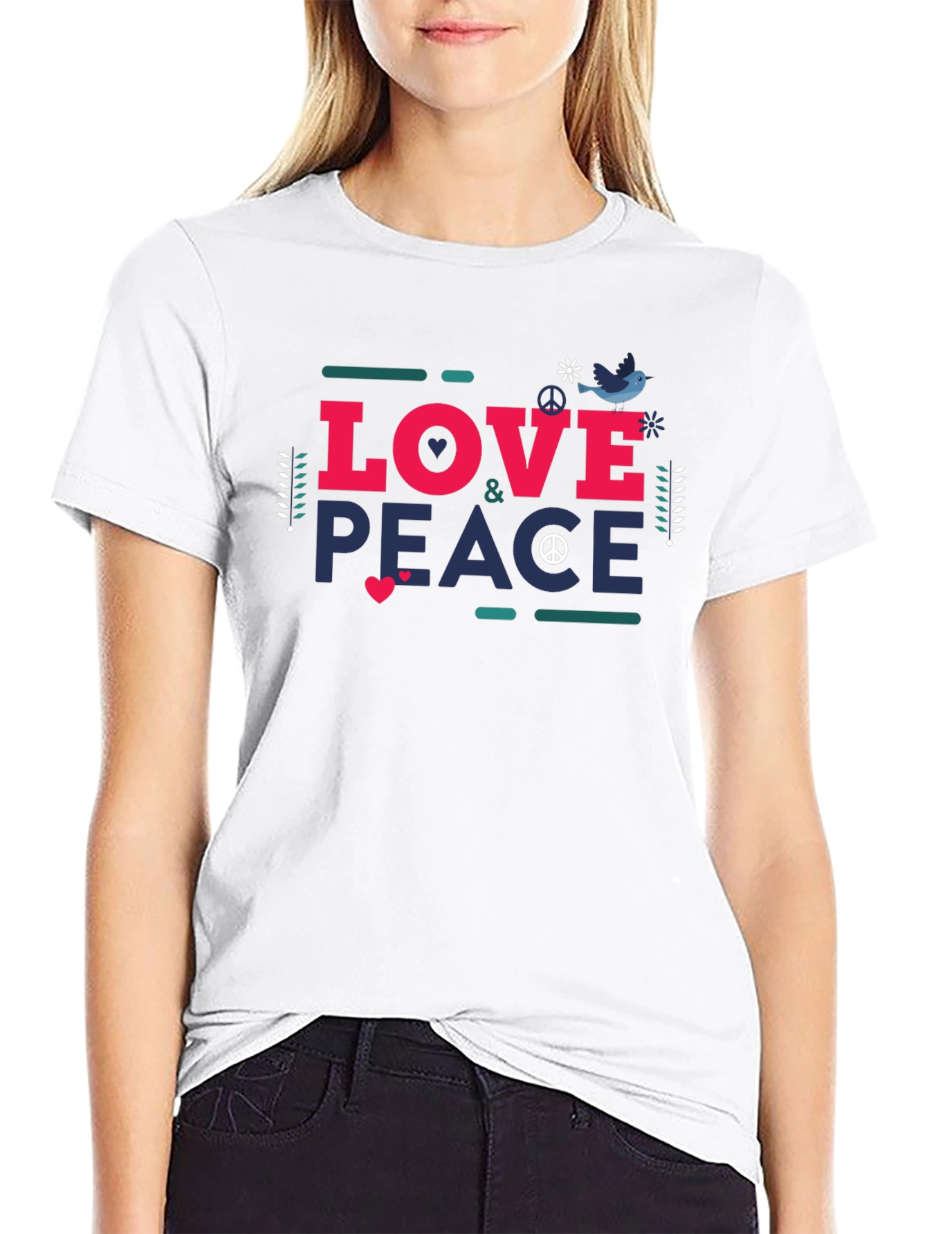Love & Peace Graphic Tee - Unisex Black T-Shirt