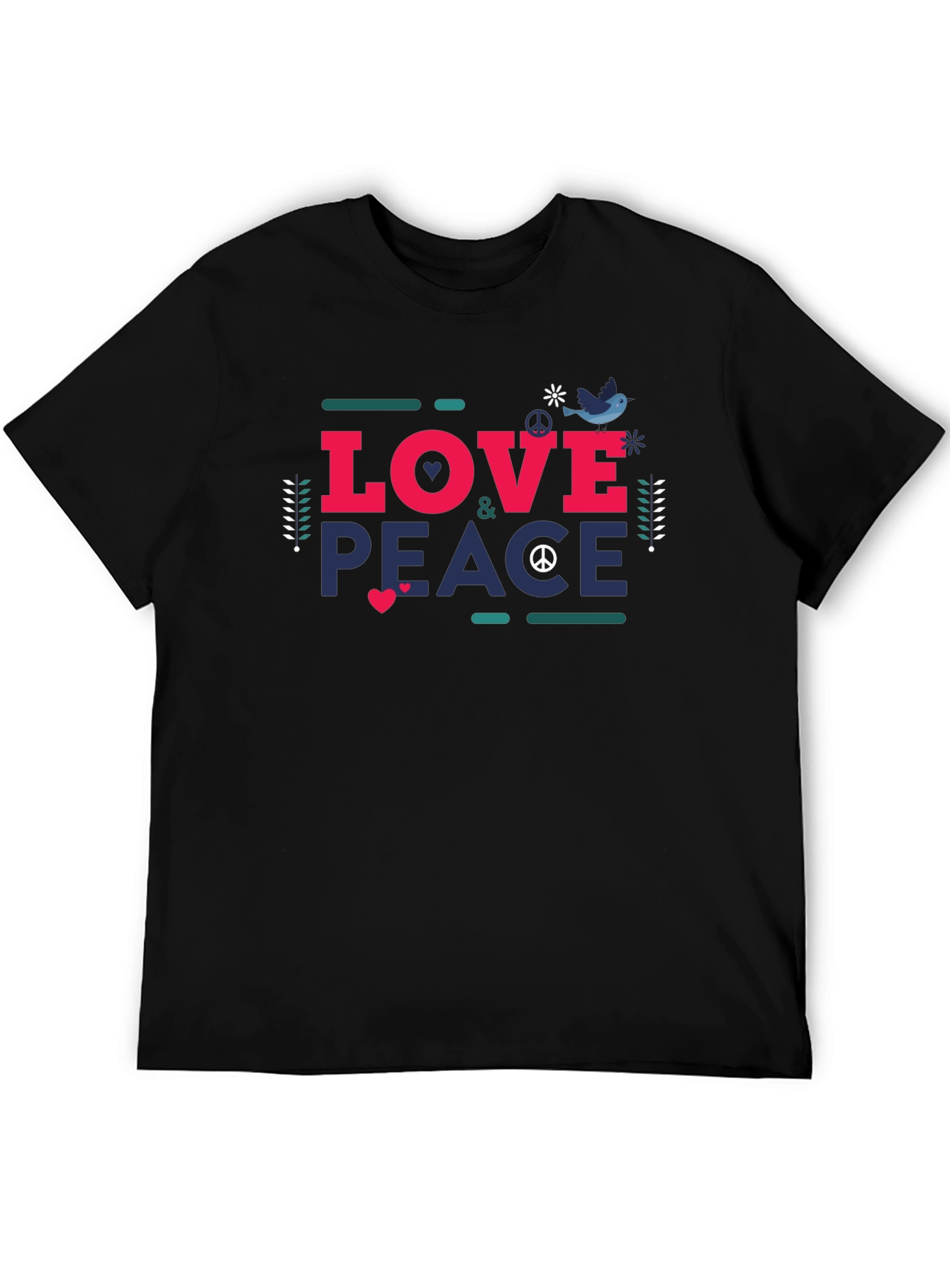 Love & Peace Graphic Tee - Unisex Black T-Shirt