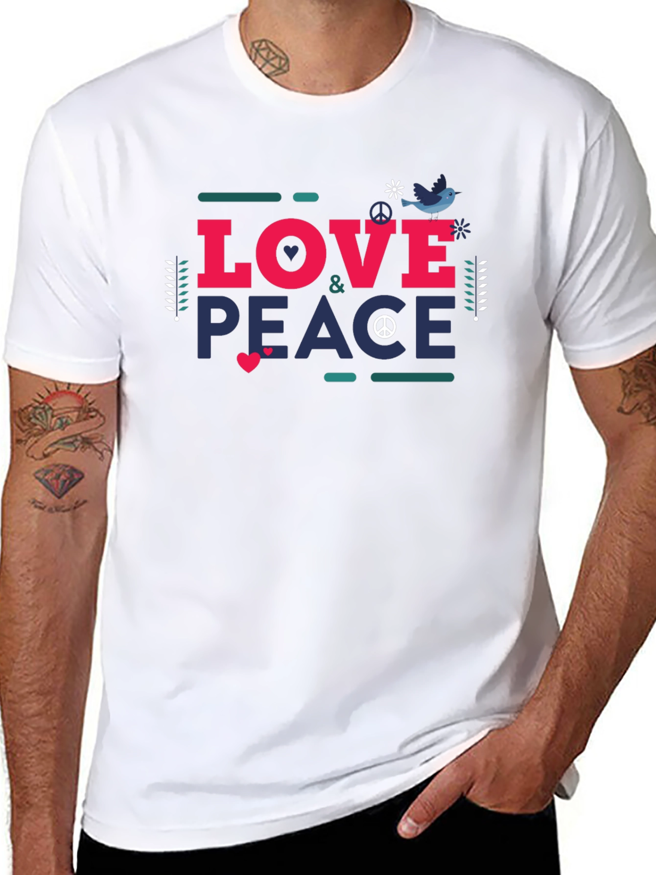 Love & Peace Graphic Tee - Unisex Black T-Shirt