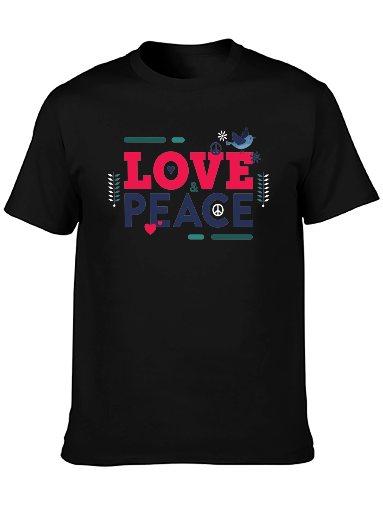 Love & Peace Graphic Tee - Unisex Black T-Shirt
