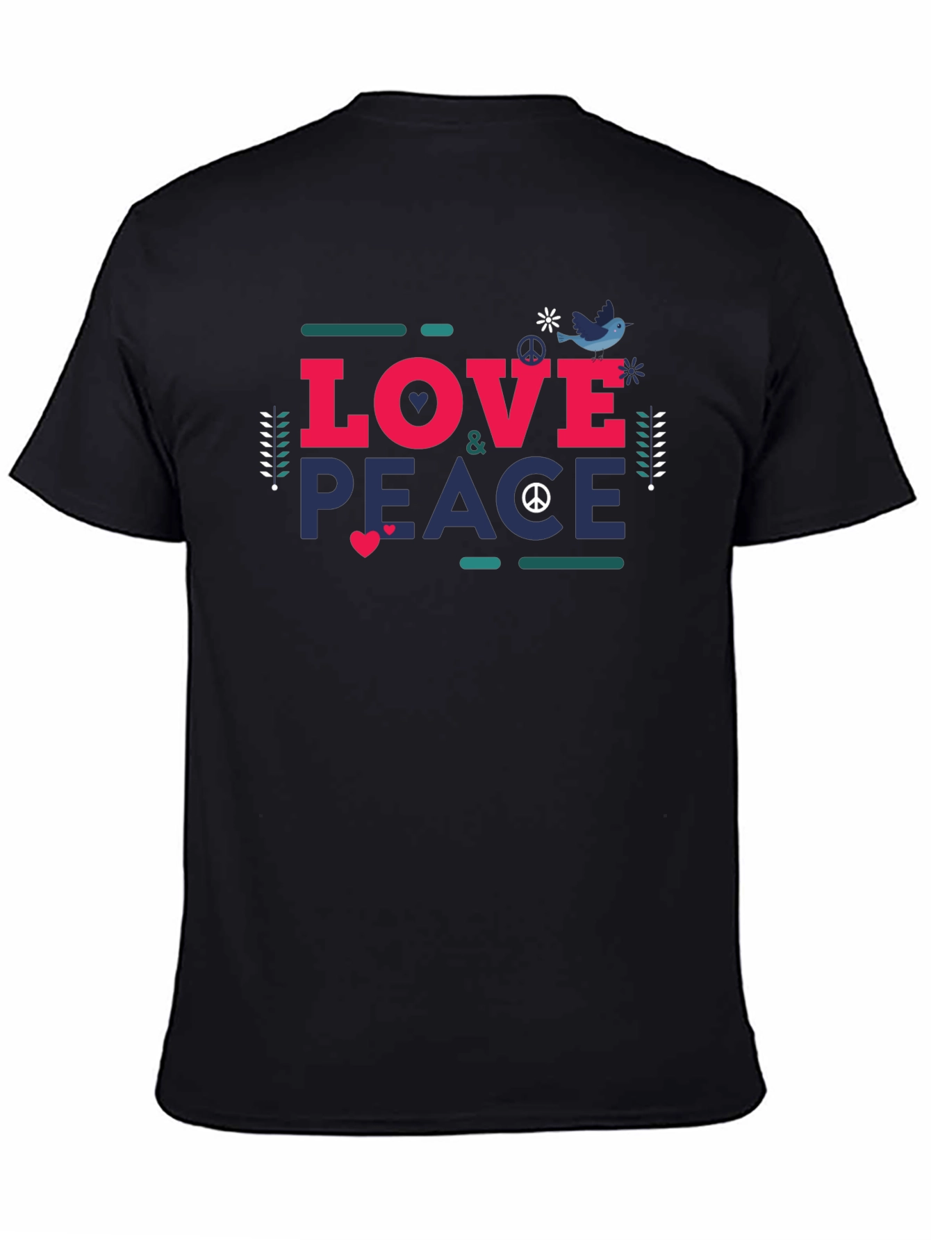 Love & Peace Graphic Tee - Unisex Black T-Shirt