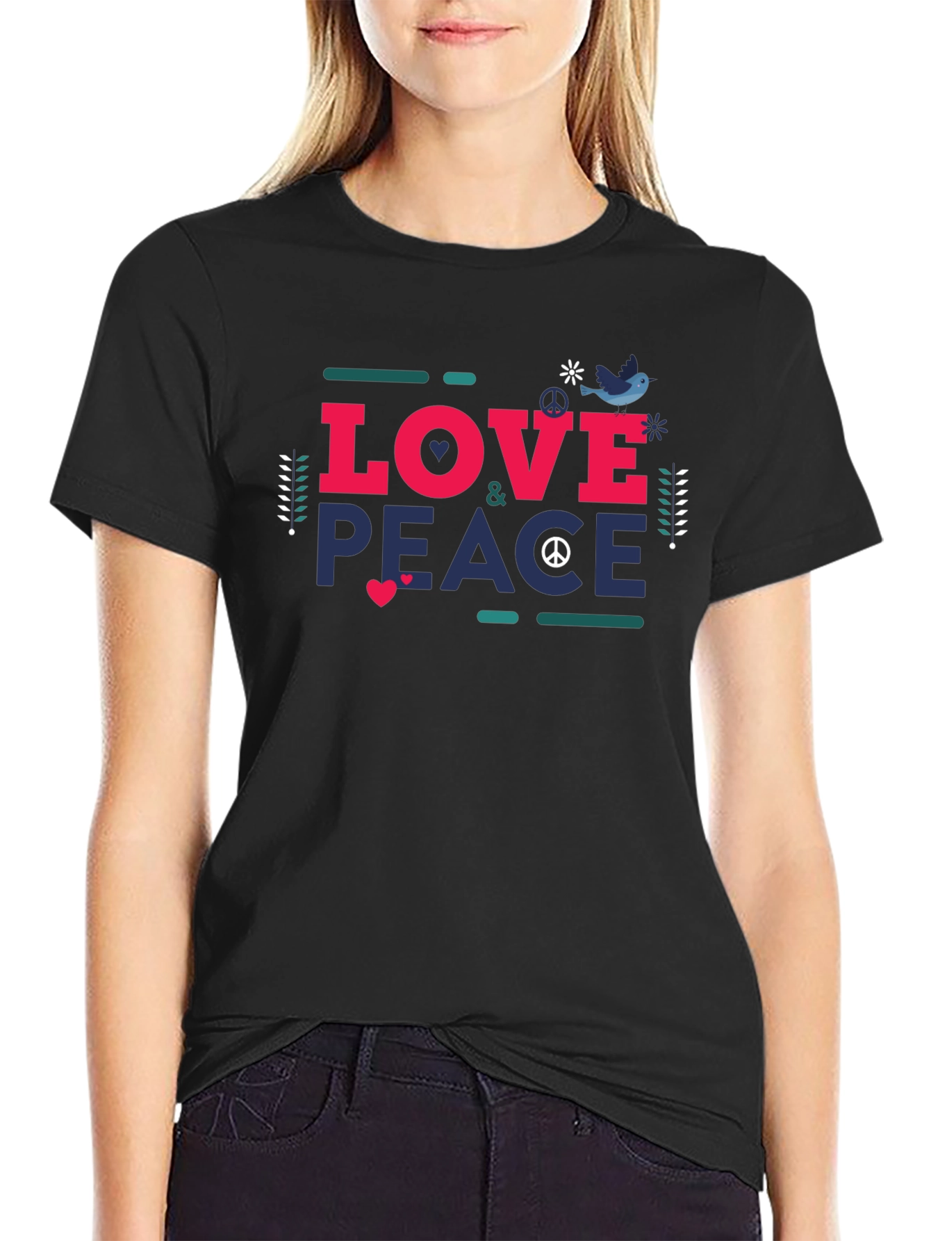 Love & Peace Graphic Tee - Unisex Black T-Shirt