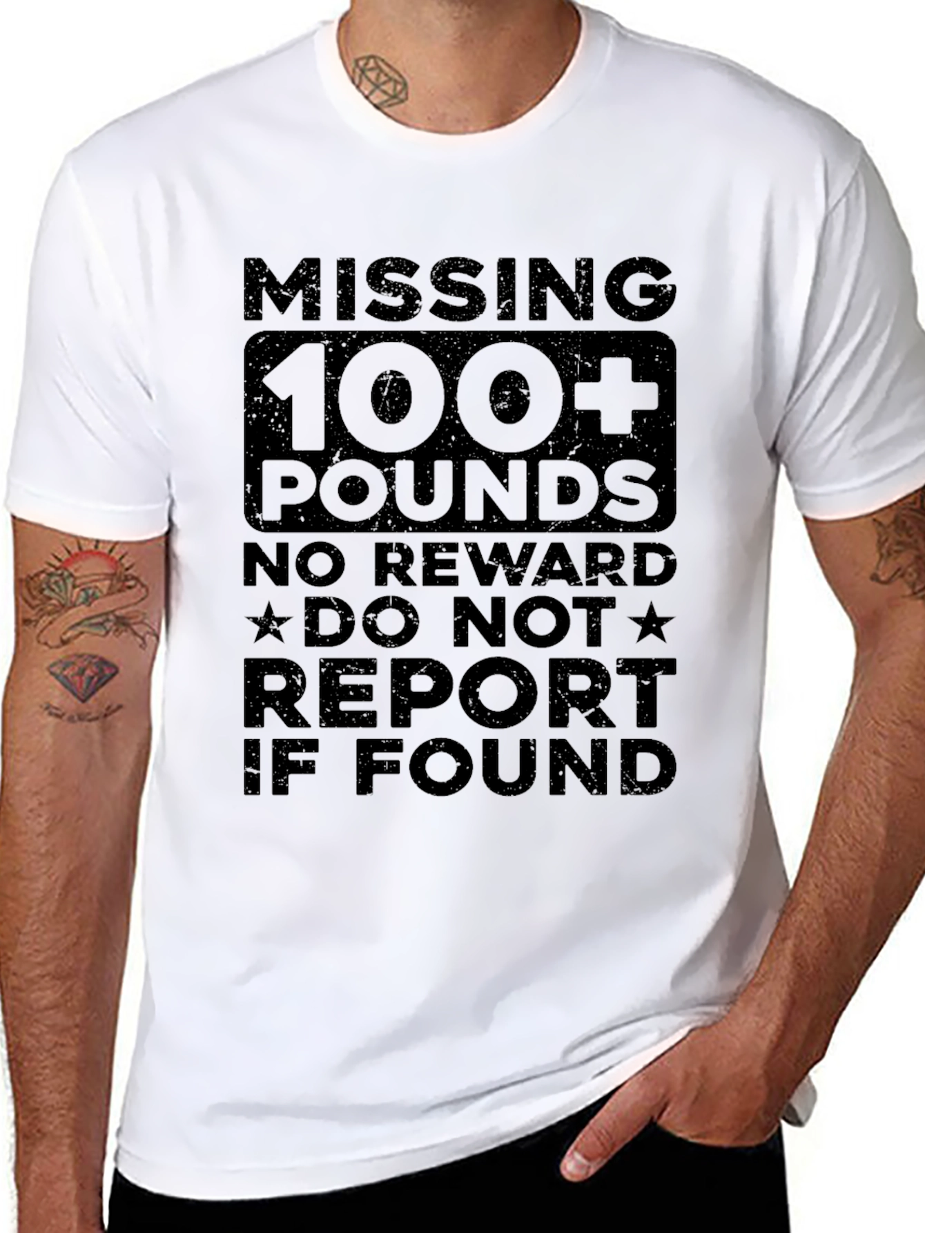 Funny Weight Loss T-Shirt - Missing 100+ Pounds