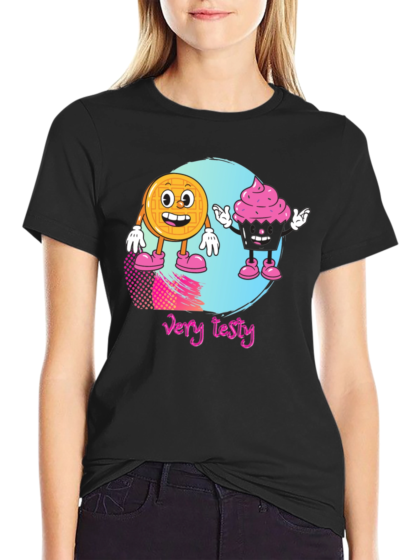 Very Tasty T-Shirt Waffle and Cupcake Design
