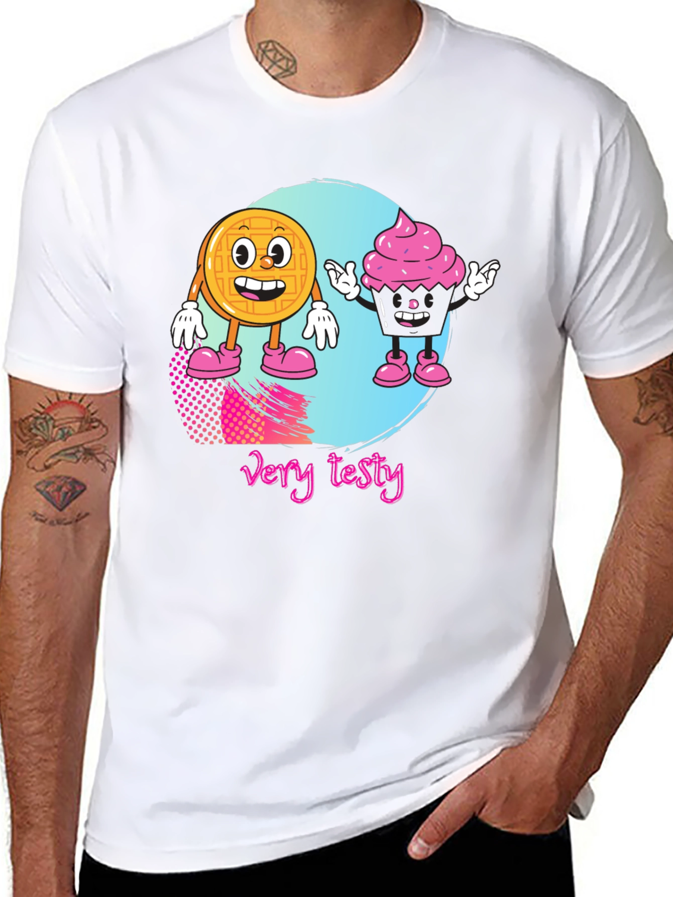 Very Tasty T-Shirt Waffle and Cupcake Design