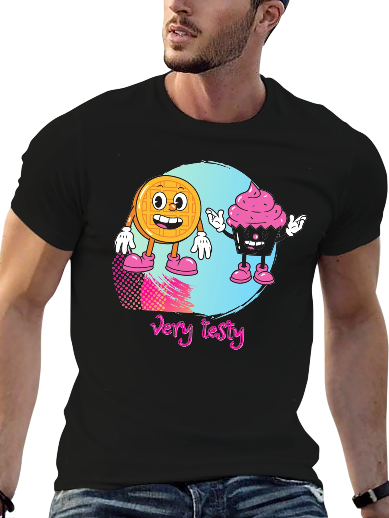 Very Tasty T-Shirt Waffle and Cupcake Design
