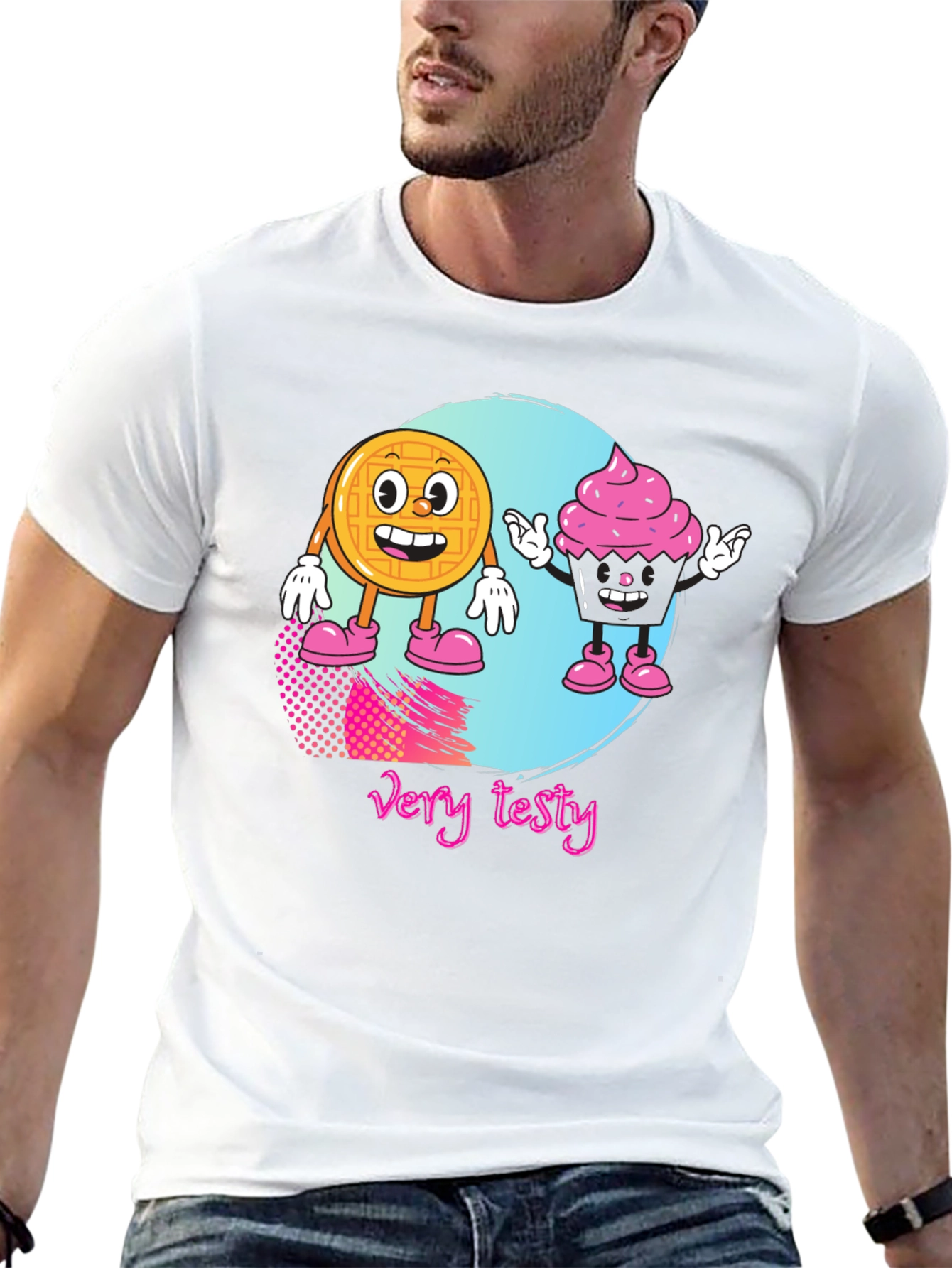 Very Tasty T-Shirt Waffle and Cupcake Design