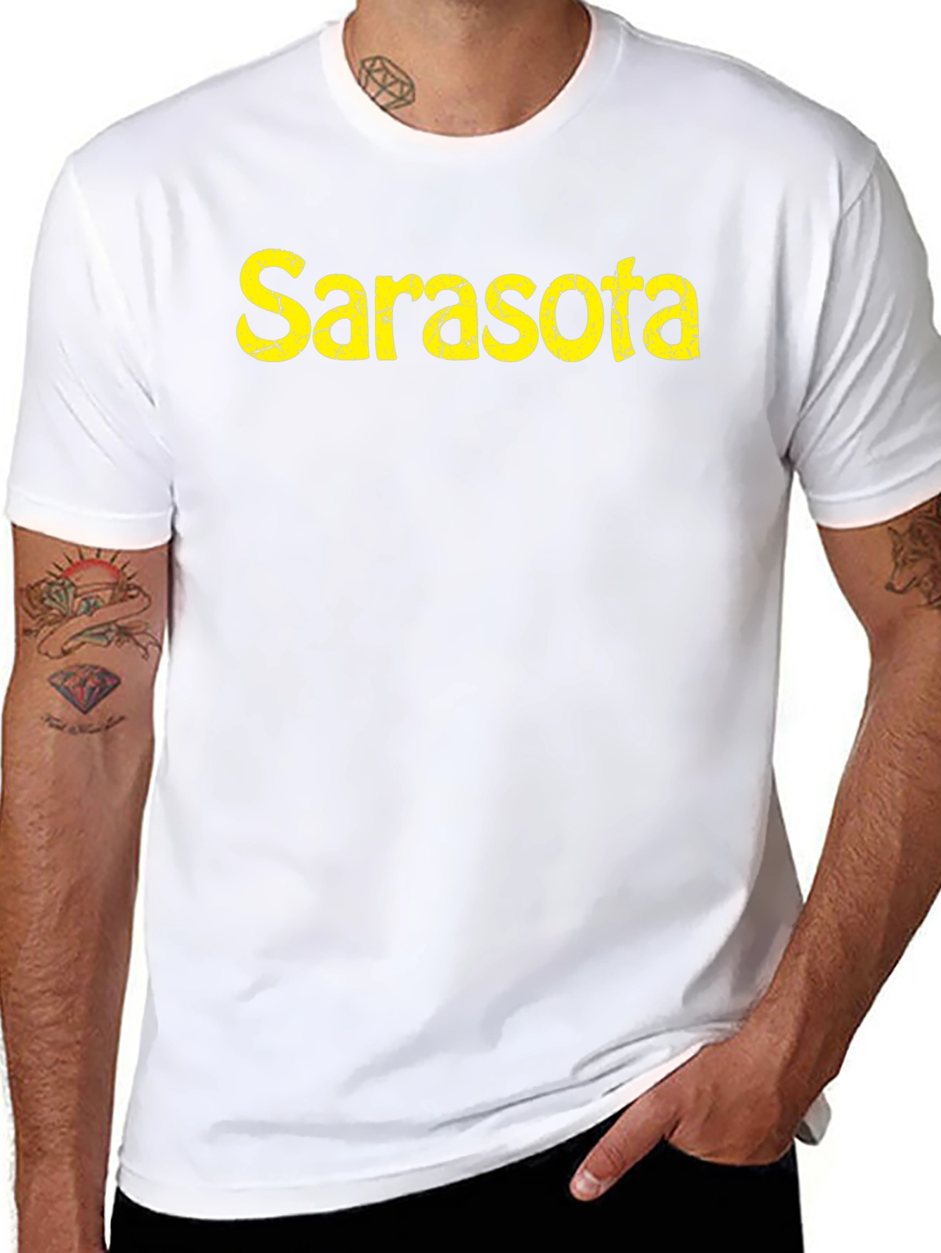 Sarasota Distressed Graphic Black T-Shirt