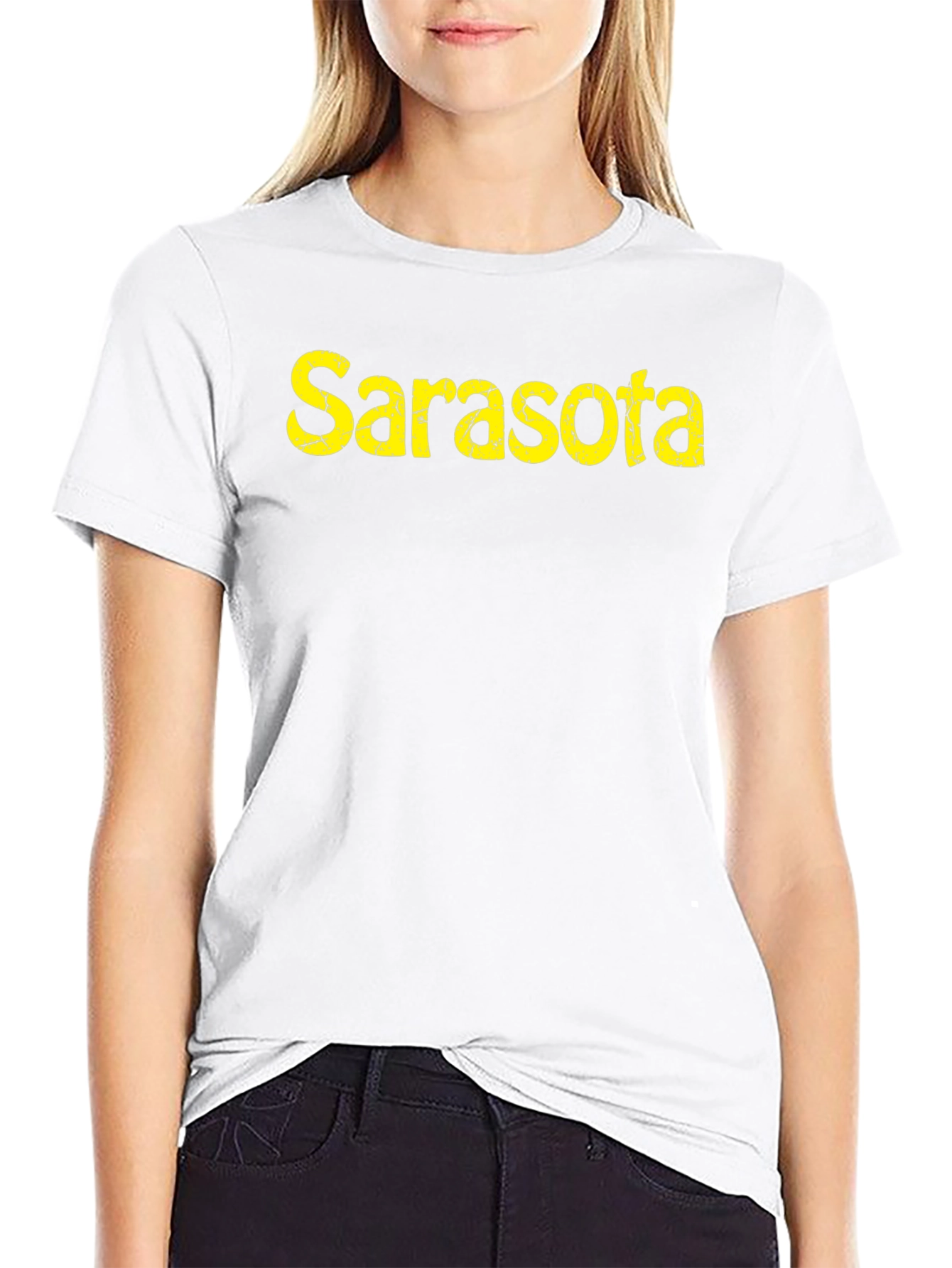 Sarasota Distressed Graphic Black T-Shirt