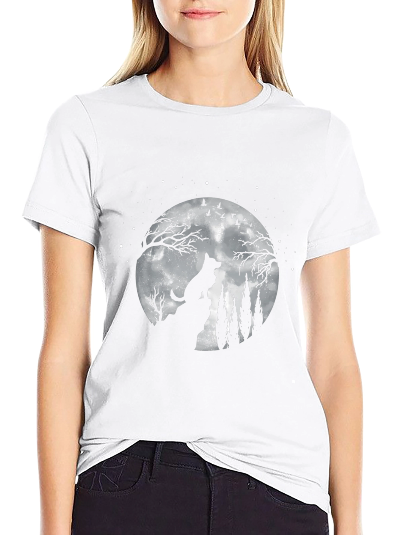 Wolf Moon Graphic T-Shirt - Night Sky Tee