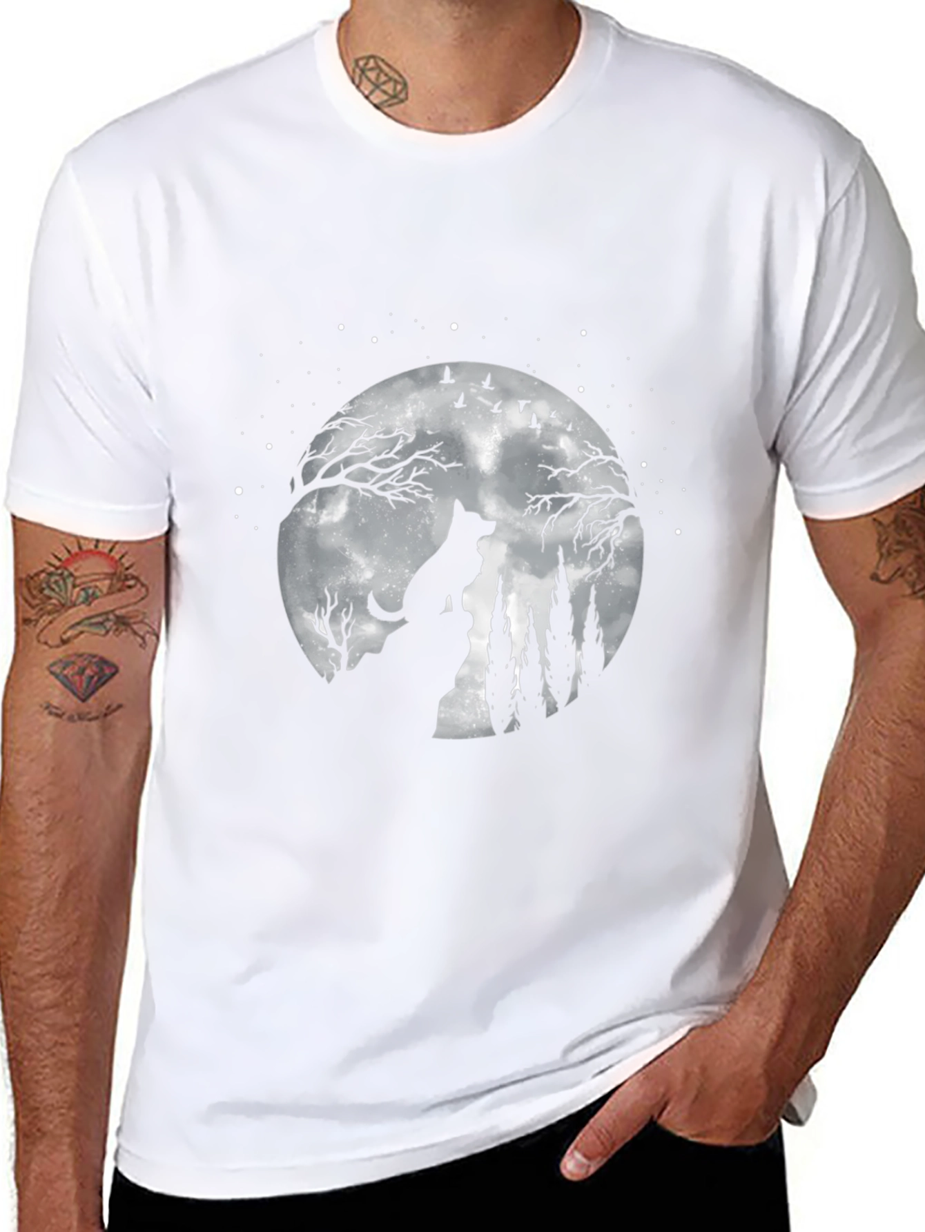 Wolf Moon Graphic T-Shirt - Night Sky Tee