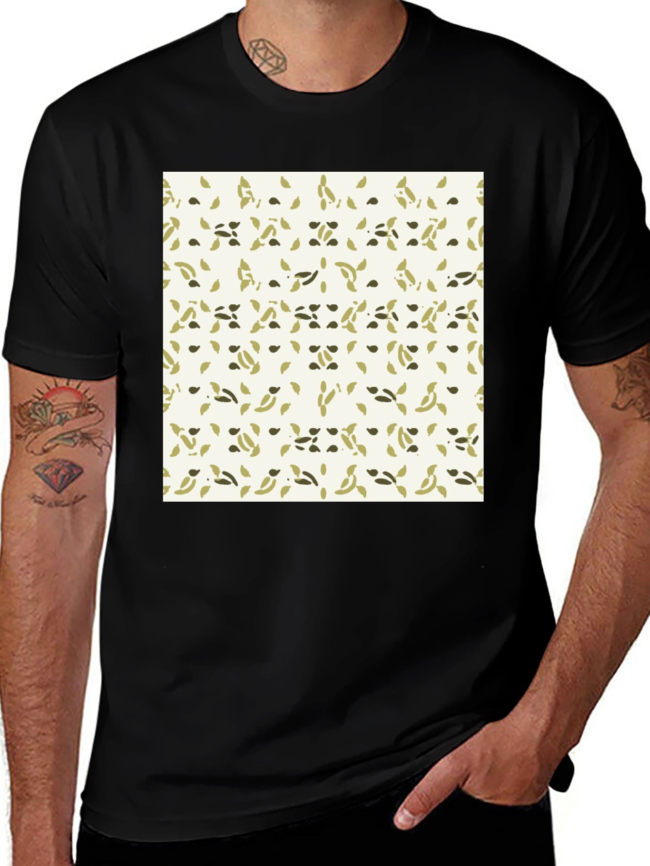 Patterned Crew Neck Tee - Casual Comfort