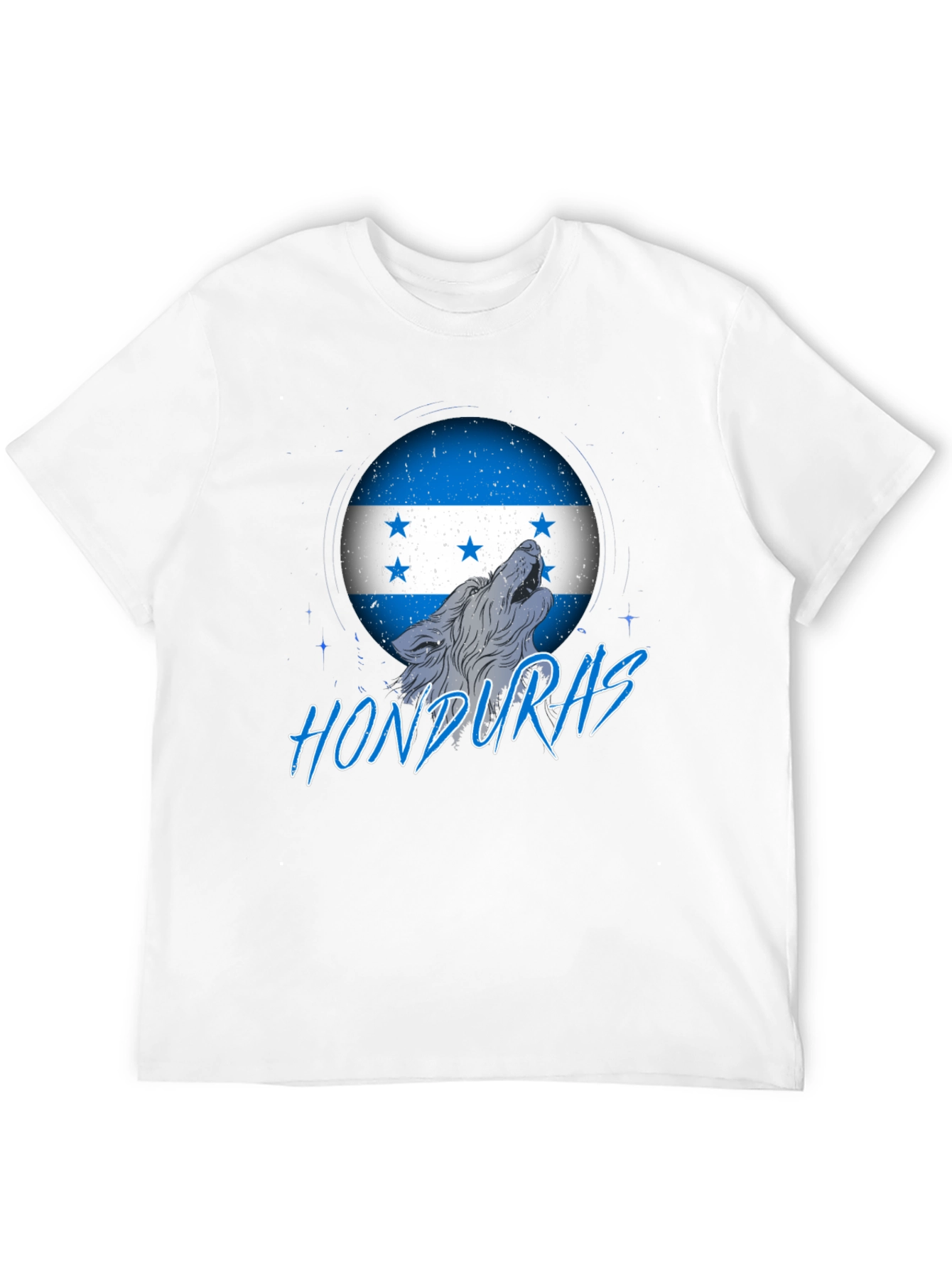 Honduras Flag Wolf Graphic Print Tee - Black