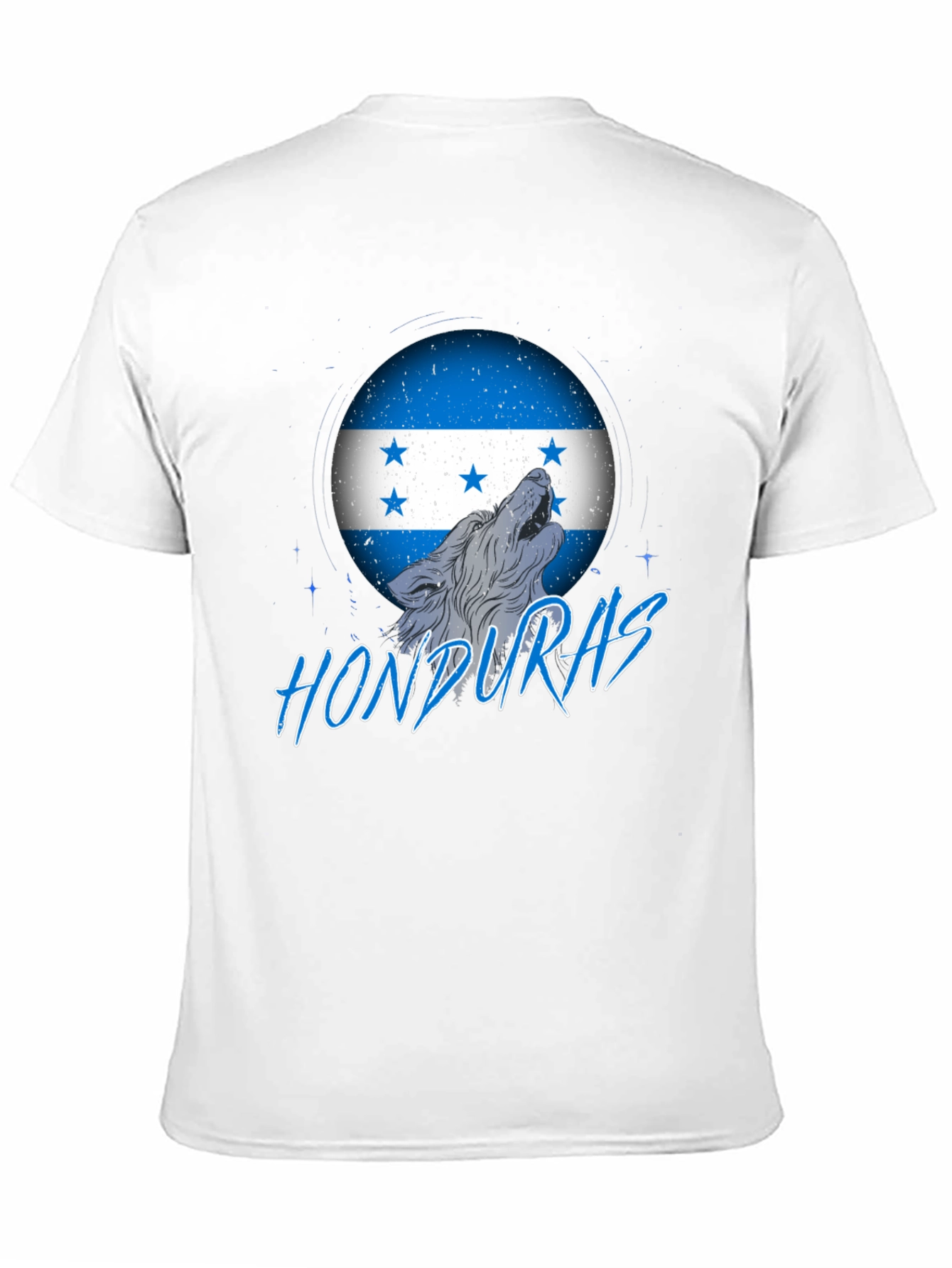 Honduras Flag Wolf Graphic Print Tee - Black