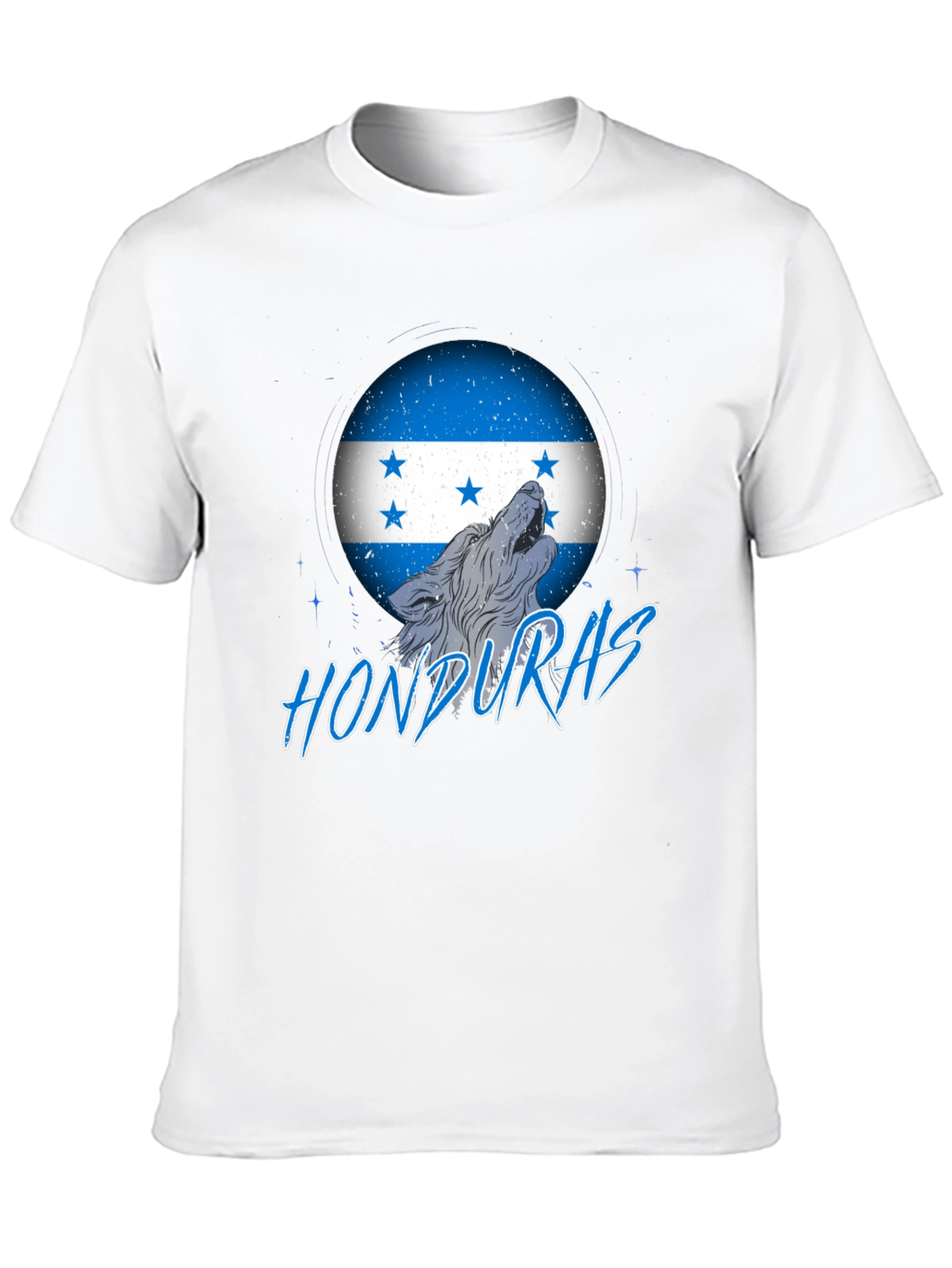 Honduras Flag Wolf Graphic Print Tee - Black