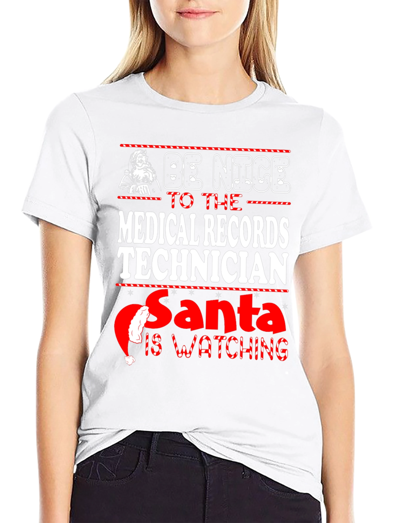 Medical Records Technician Santa Watching T-Shirt