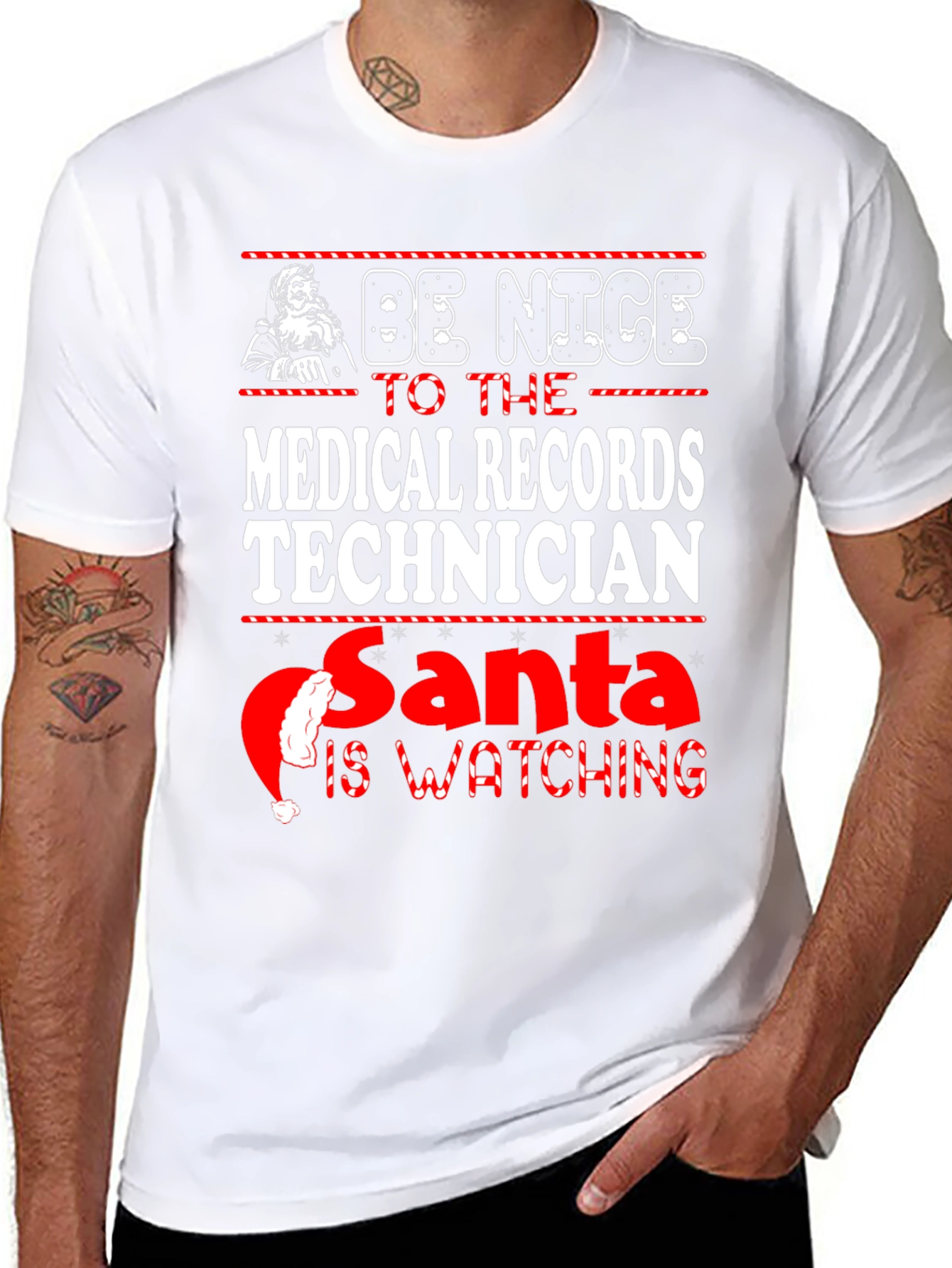 Medical Records Technician Santa Watching T-Shirt
