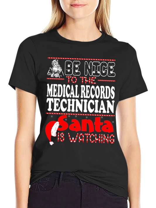 Medical Records Technician Santa Watching T-Shirt