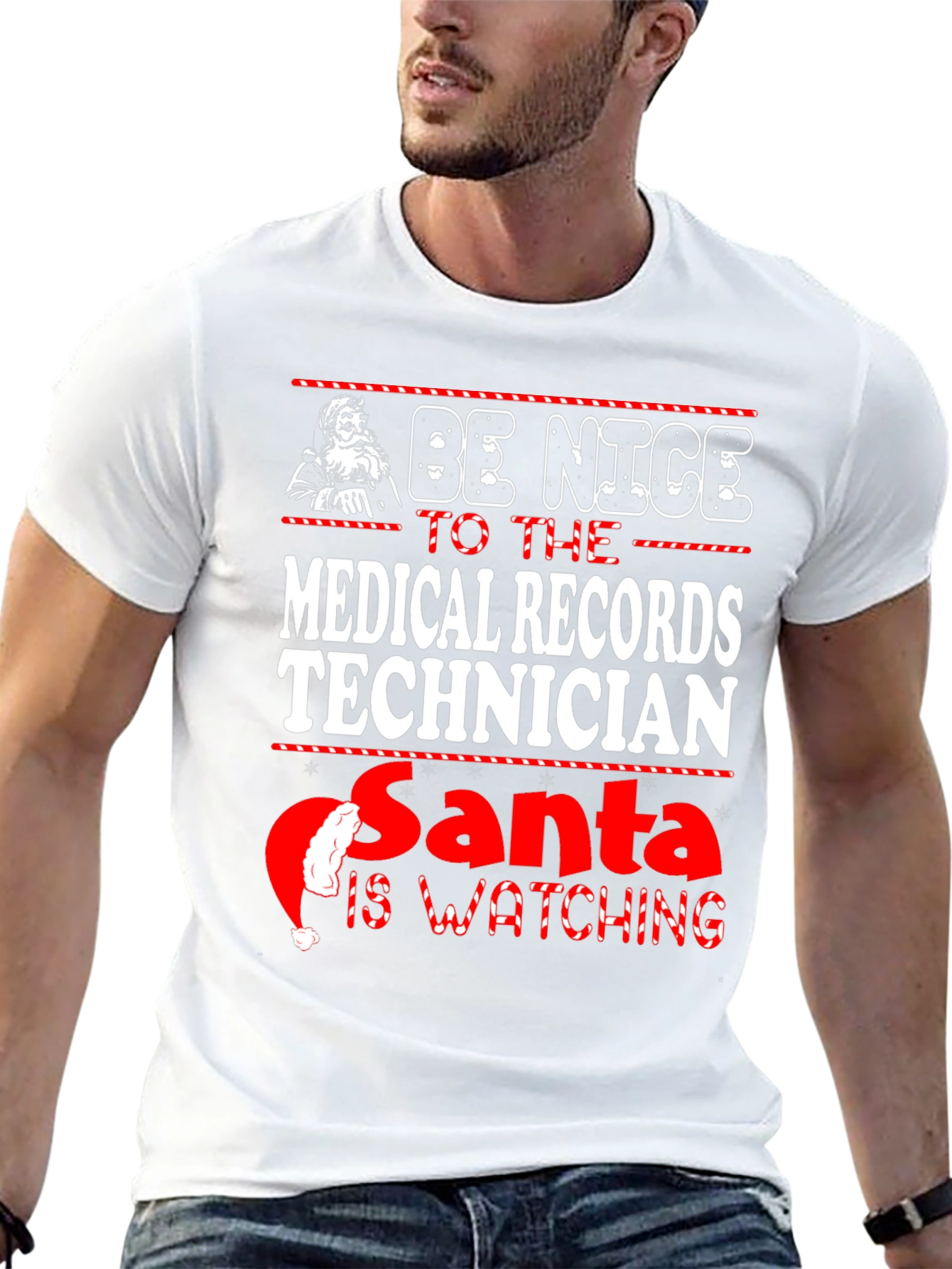Medical Records Technician Santa Watching T-Shirt