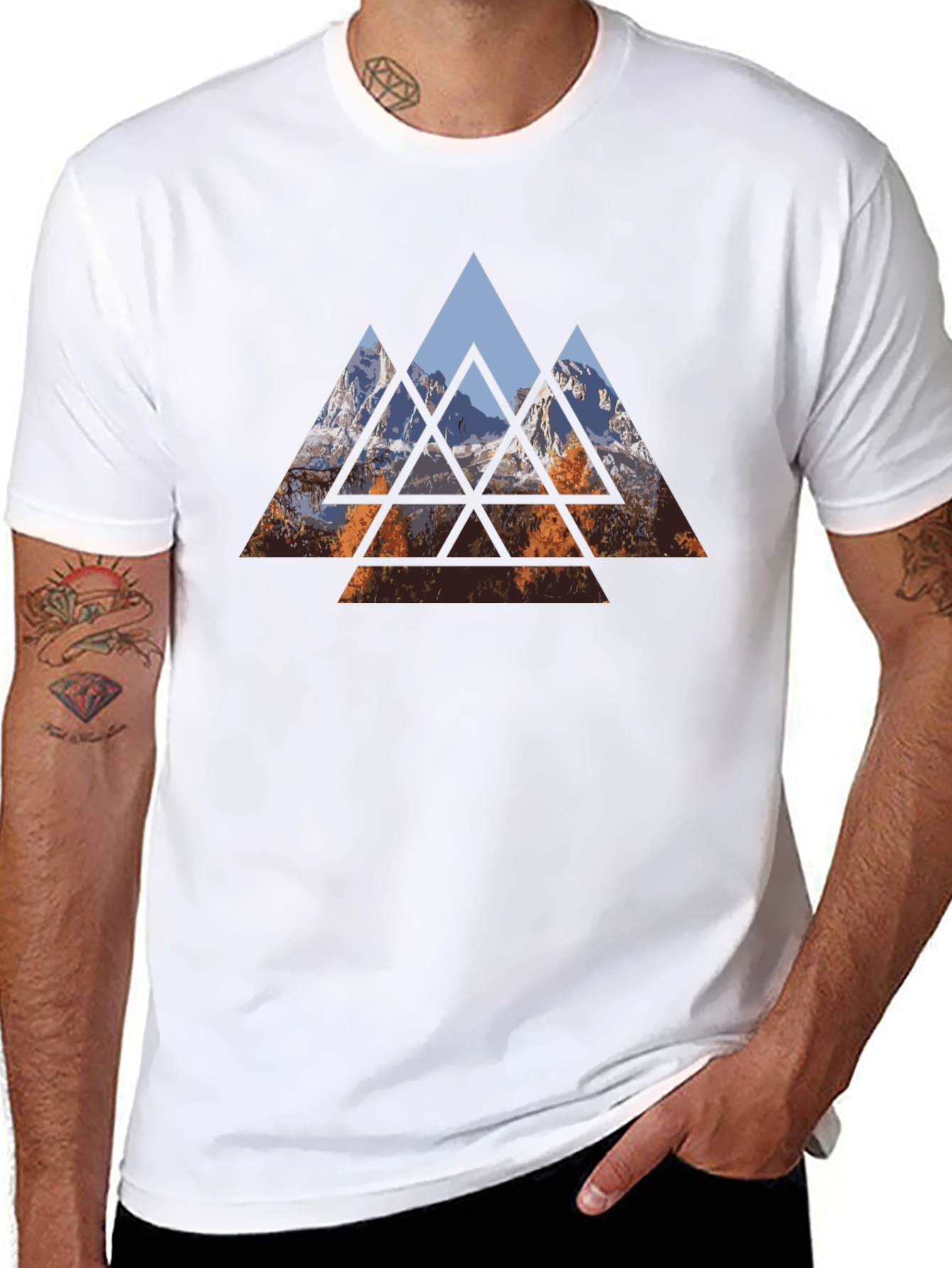 Geometric Mountain Graphic Tee - Stylish Menswear