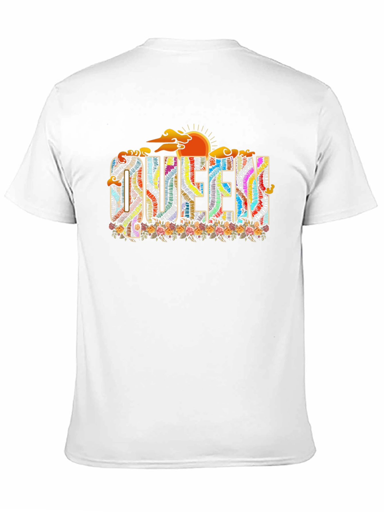 Queen Floral Graphic Black T-Shirt