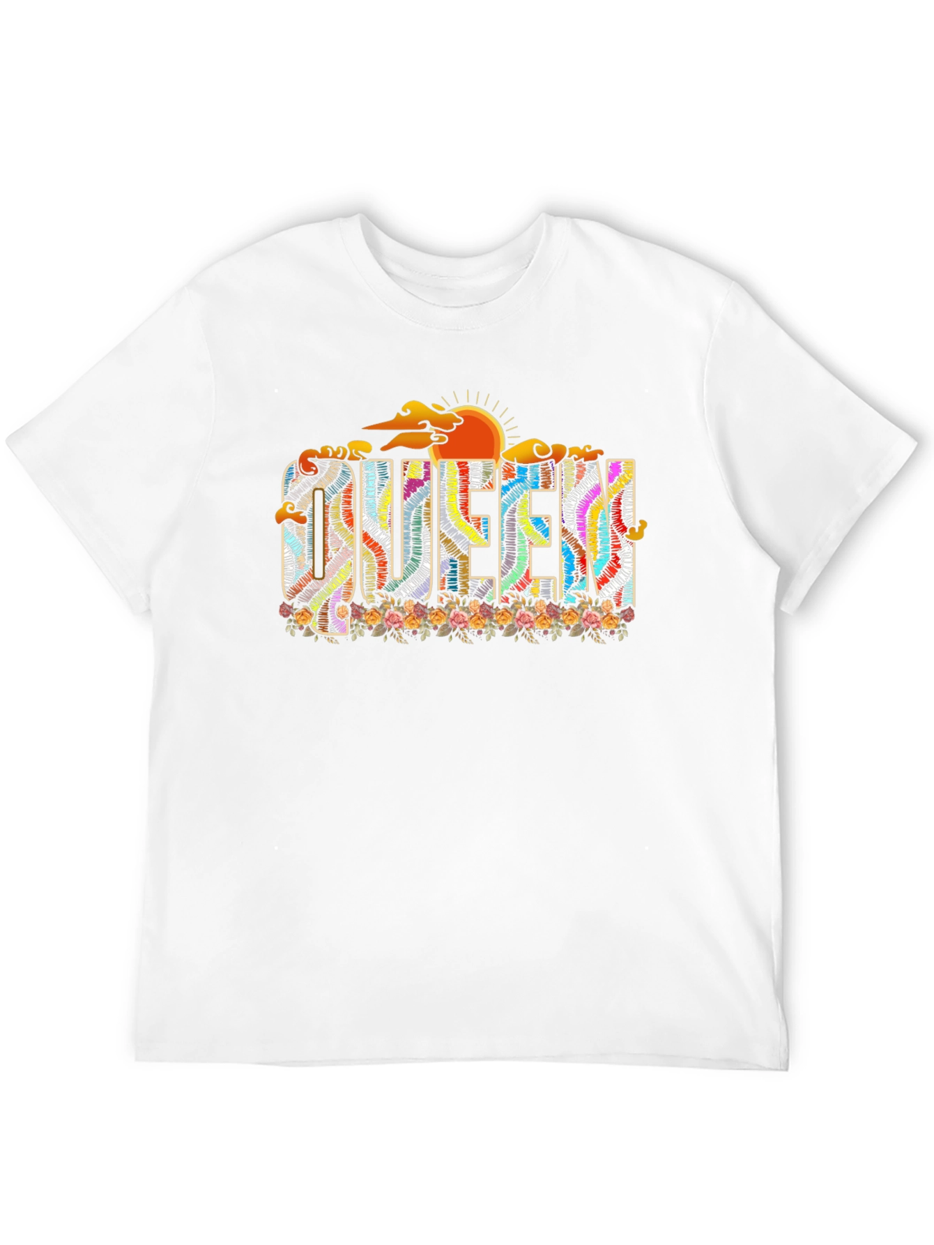 Queen Floral Graphic Black T-Shirt