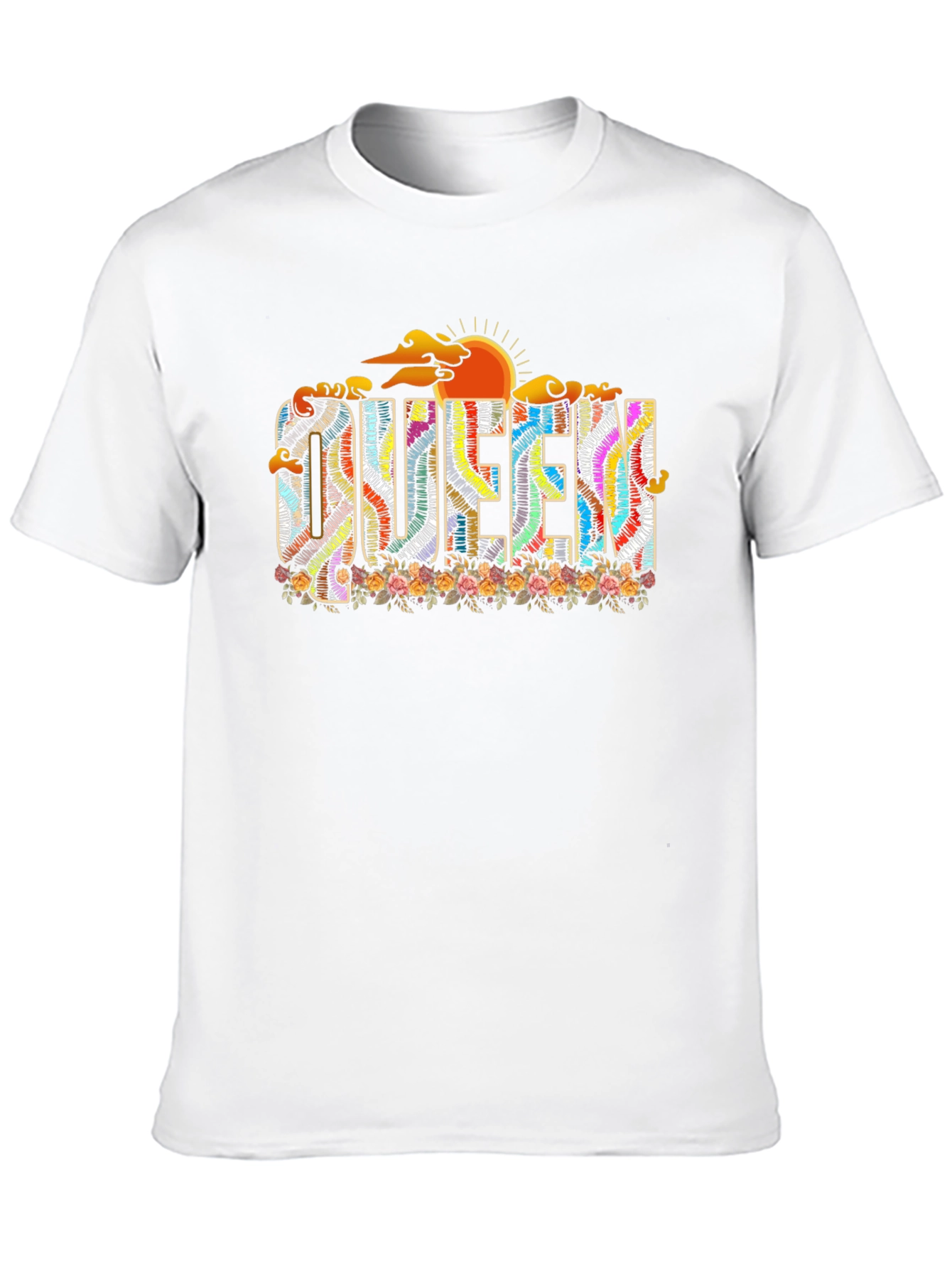 Queen Floral Graphic Black T-Shirt