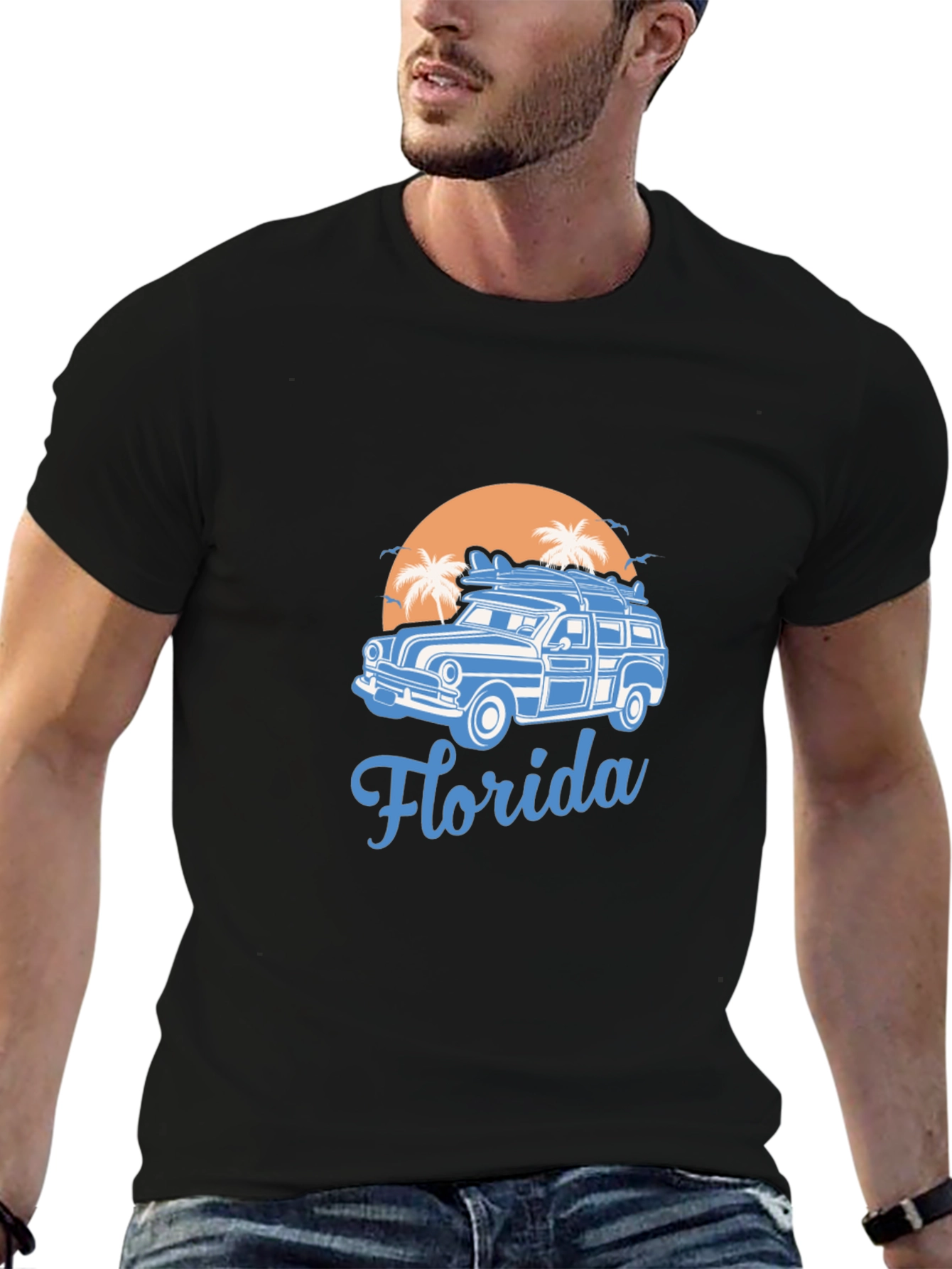 Florida Surf Car T-Shirt - Retro Beach Vibes
