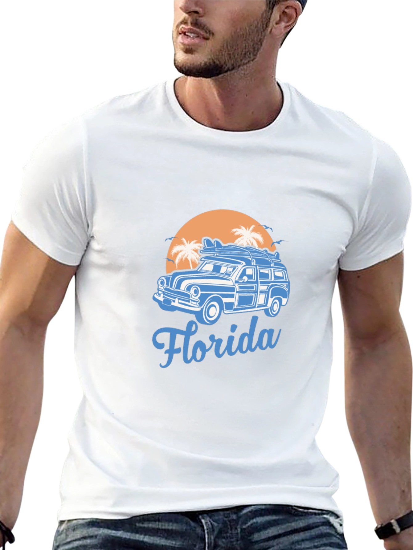 Florida Surf Car T-Shirt - Retro Beach Vibes