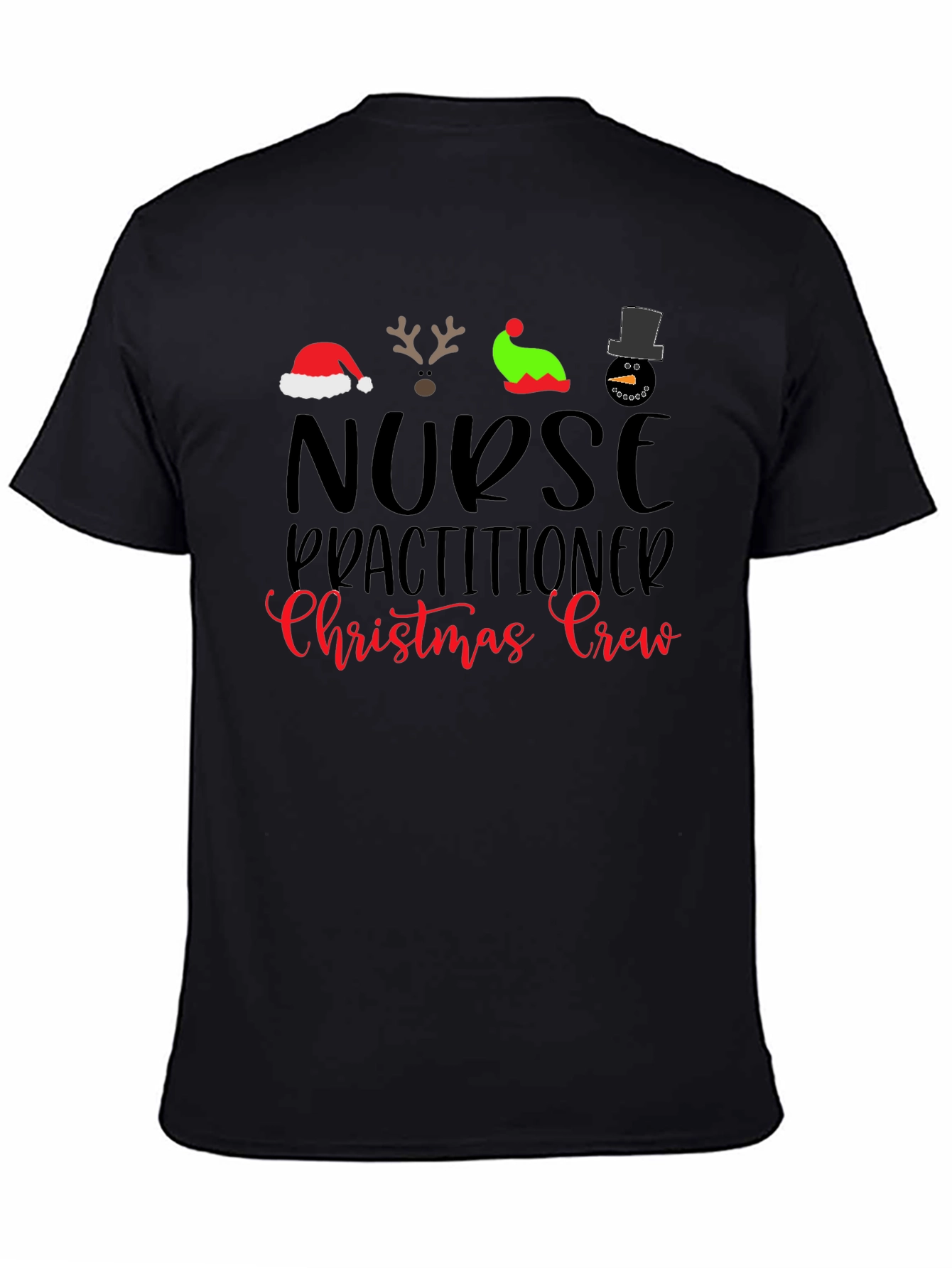 Nurse Practitioner Christmas Crew Black T-Shirt