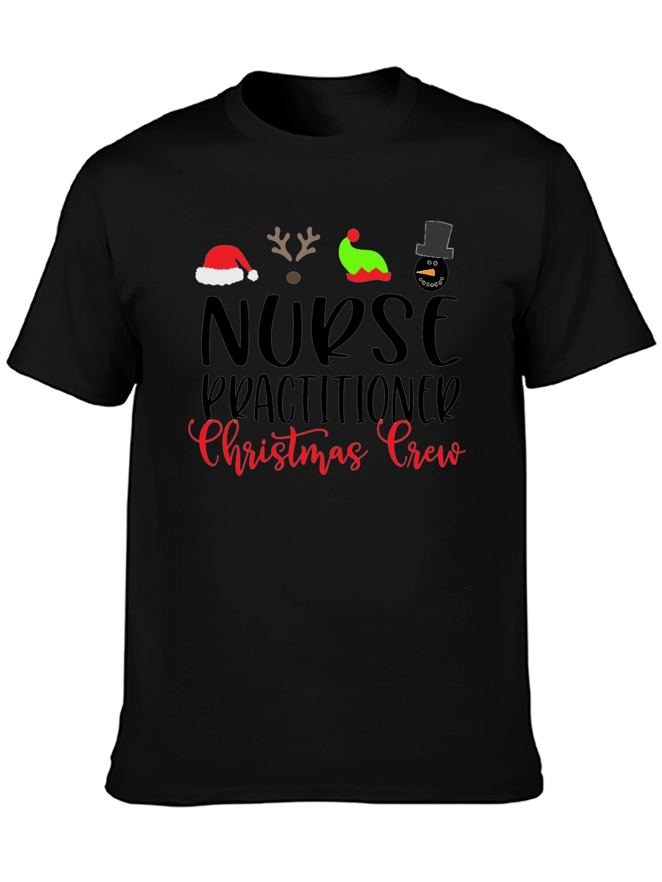 Nurse Practitioner Christmas Crew Black T-Shirt